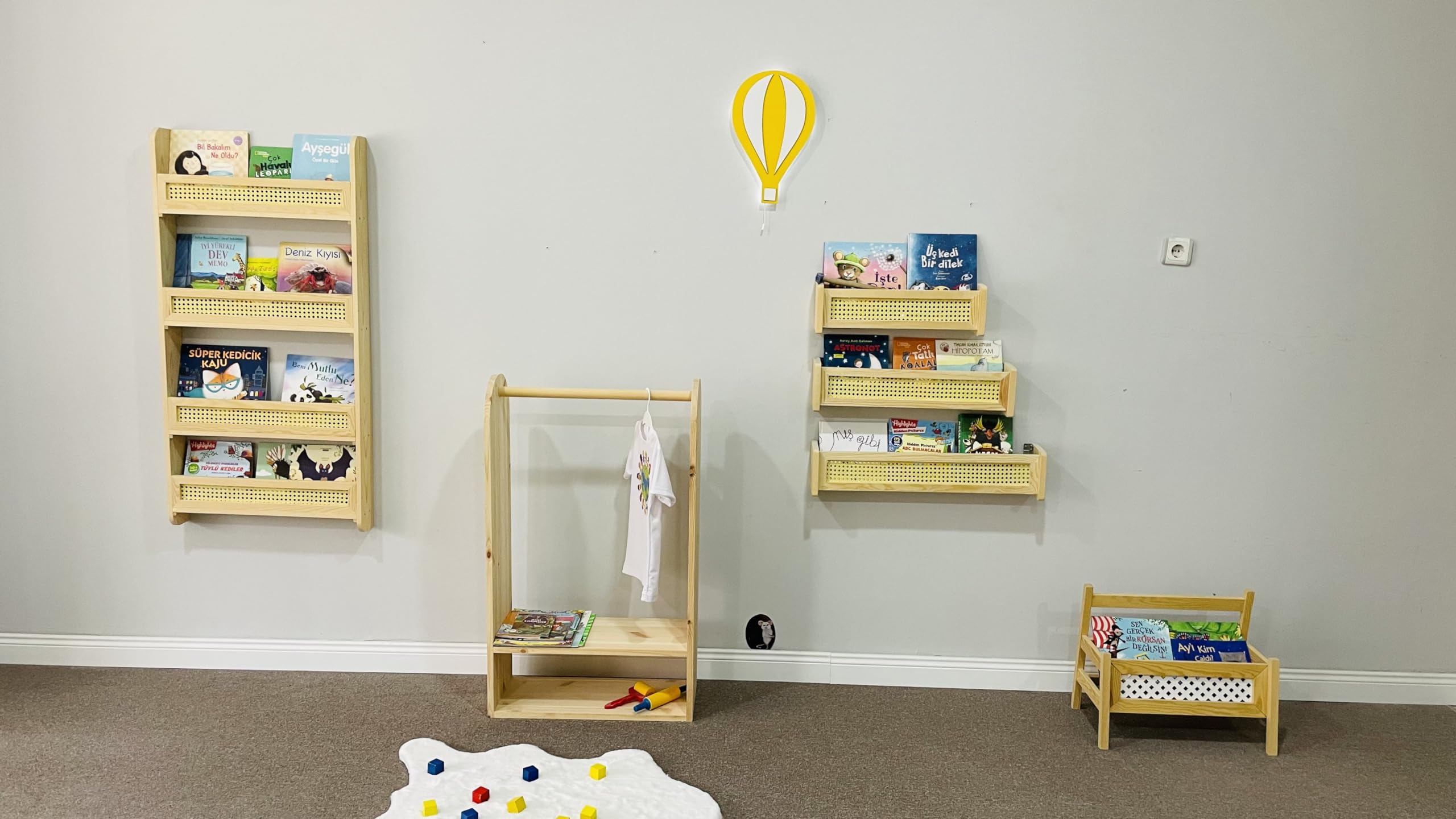 Montessori Dress Up Clothes Storage for Girls - Handmade Solid Pine Wood Wardrobe with Hanging Rod - Kids Clothing Rack & Toddler Garment Organizer for Bedroom - Perfect for Pretend Play & Nursery Organization