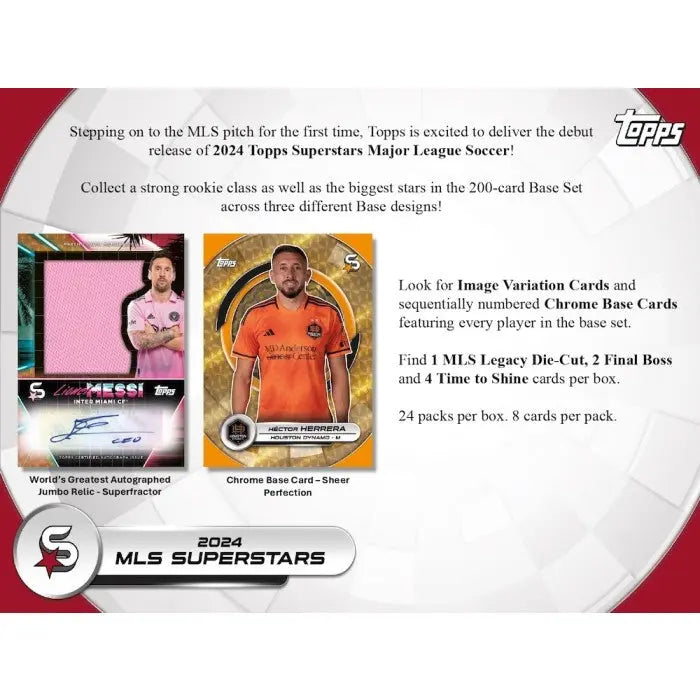 2024 Topps MLS Superstars Soccer Trading Cards Hobby Box - Collectible Cards for Soccer Fans & Sports Memorabilia Enthusiasts - Perfect for Gifts, Collections, and Game Day Excitement