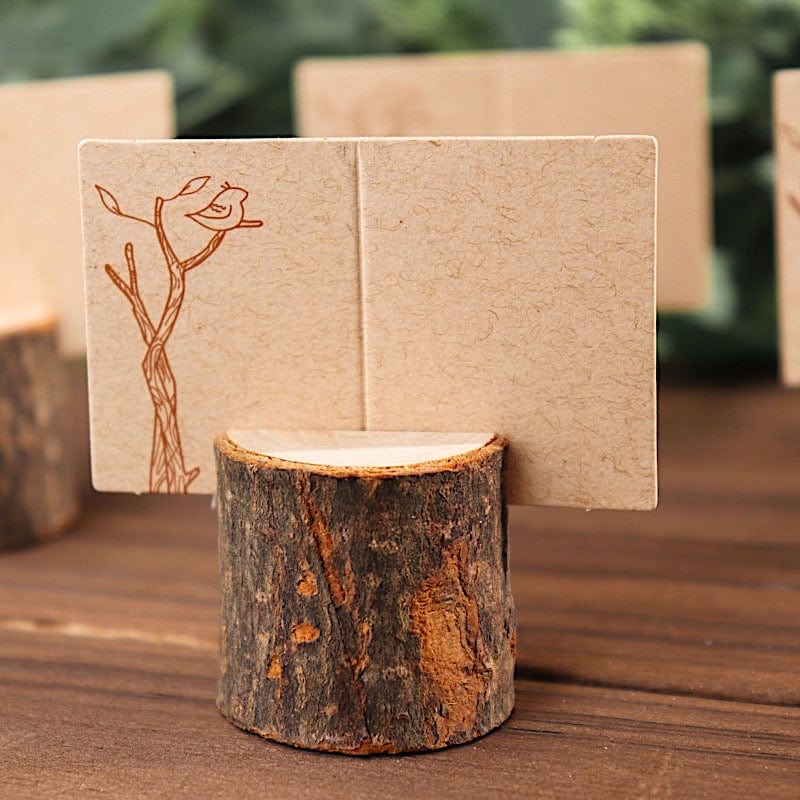 4 Natural Wood Table Sign Holders with Place Cards - Perfect for Weddings, Restaurants, and Events