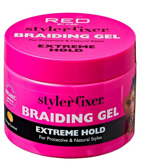 KISS STYLER FIXER Braiding Gel - Extreme Hold Hair Styling Gel for Braids, Cornrows & Dreadlocks - Long Lasting & Flake Free Formula - 6oz - Perfect for Salon, Home Use & Protective Hairstyles