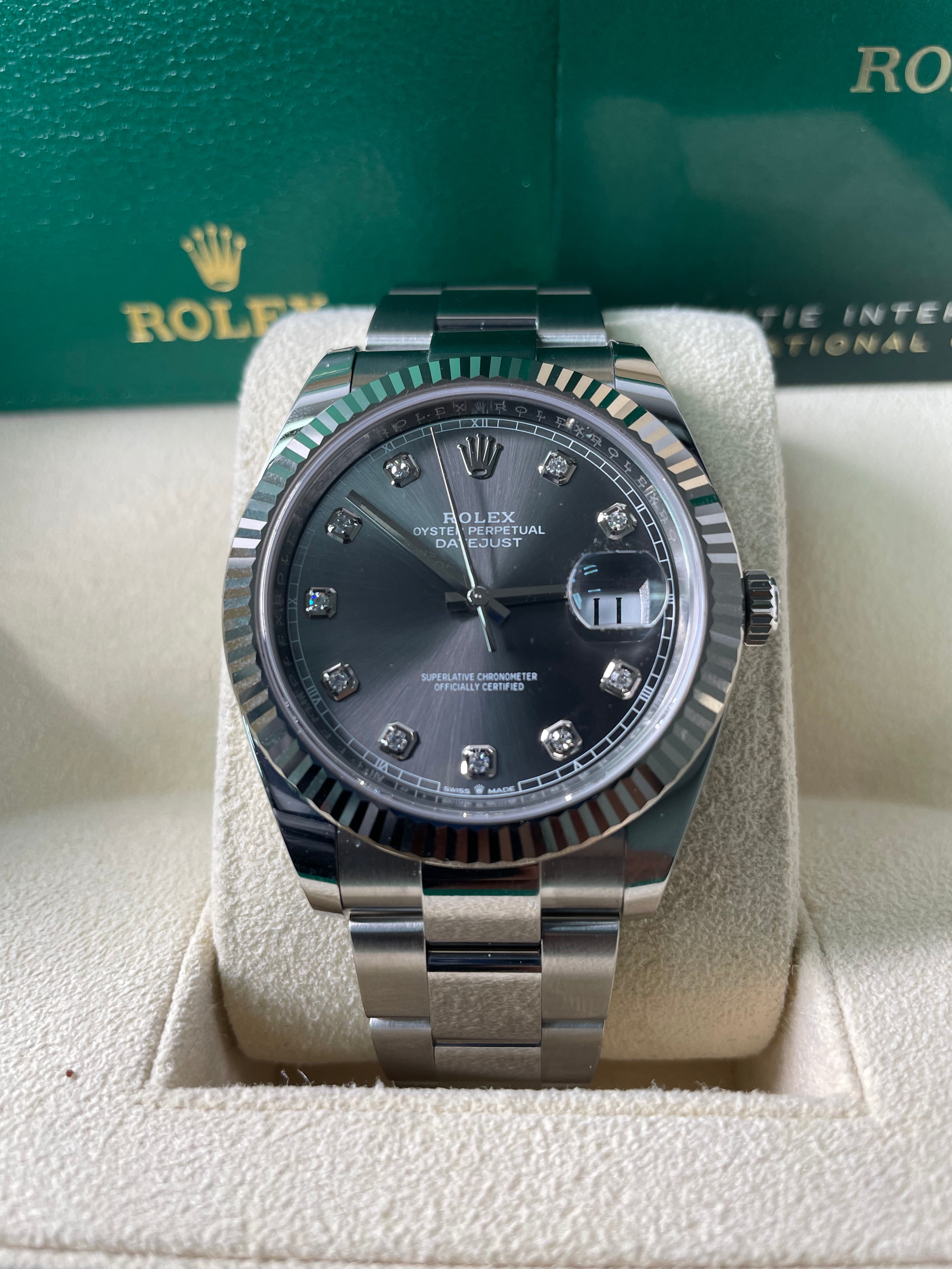 Rolex Datejust 41 Men's Watch - 18k White Gold & Steel, Dark Rhodium Diamond Dial, Oyster Bracelet (Ref. 126334) | Luxury Dress Watch for Business & Formal Occasions