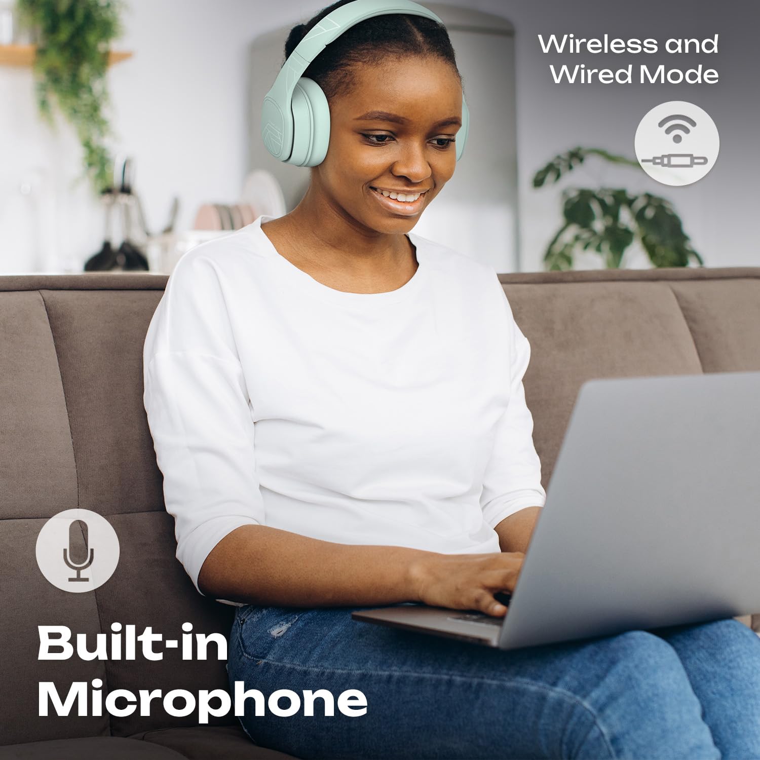PowerLocus Bluetooth Over-Ear Headphones Wireless with Microphone - 50H Playtime, Foldable Design, Deep Bass & Hi-Fi Stereo Sound - Perfect for Travel, Gaming, Work Calls & Music Listening (PC/Phone Compatible)