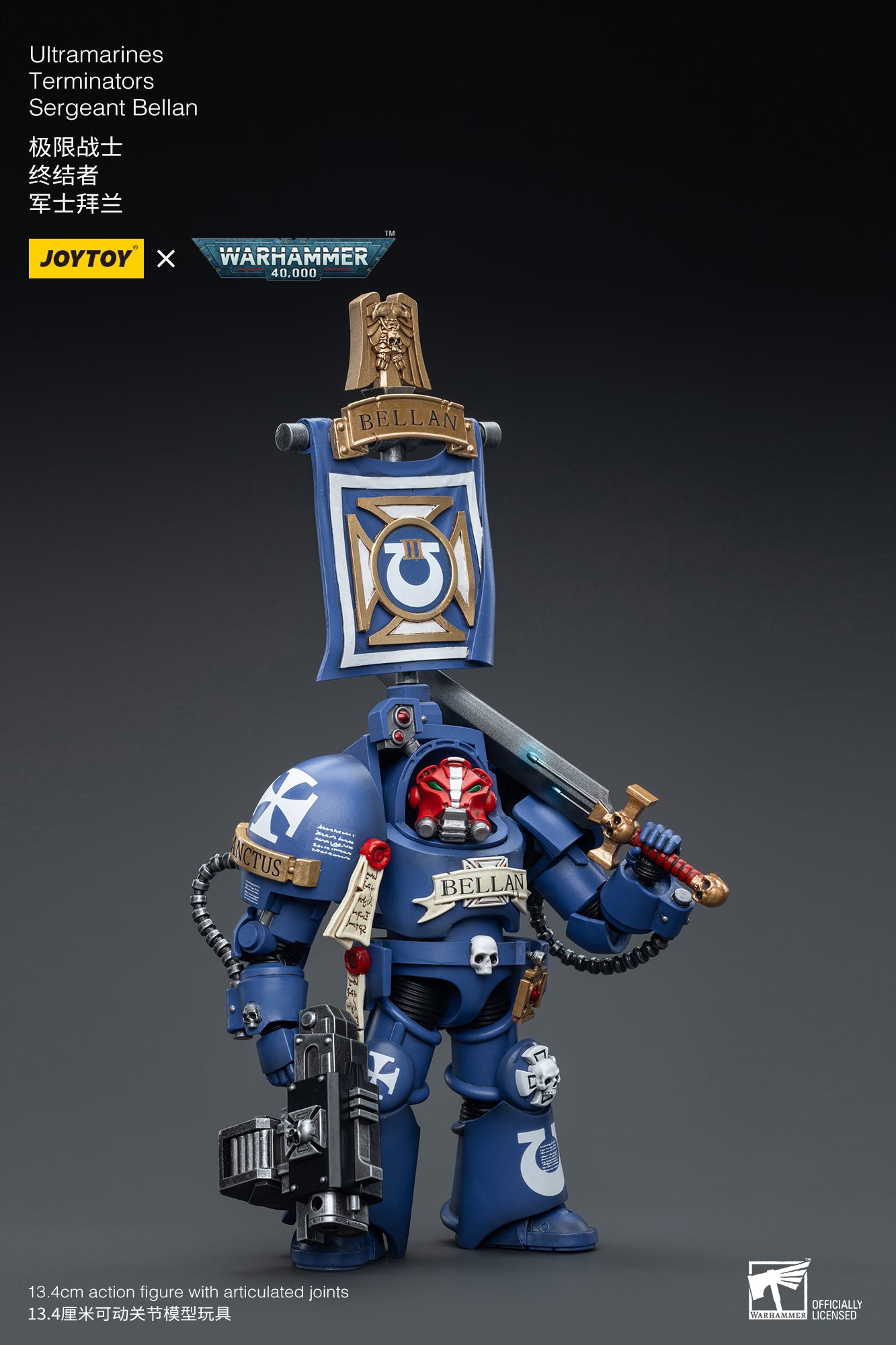 1/18 JOYTOY Warhammer 40K Ultramarines Terminators Sergeant Bellan Action Figure - Collectible Model for Display & Wargaming Scenes