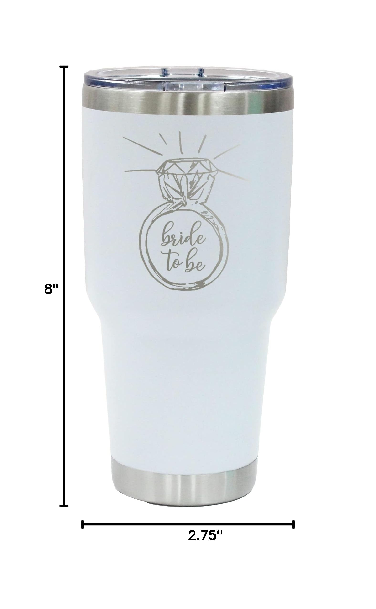 Personalized Bride Tumbler - Custom Engraved 20oz Stainless Steel Water Cup for Wedding, Bridal Shower & Bachelorette Party - Perfect Gift for Bride to Be, Future Brides & Wedding Party (White) - Great for Coffee, Tea & Cold Drinks at Bridal Events