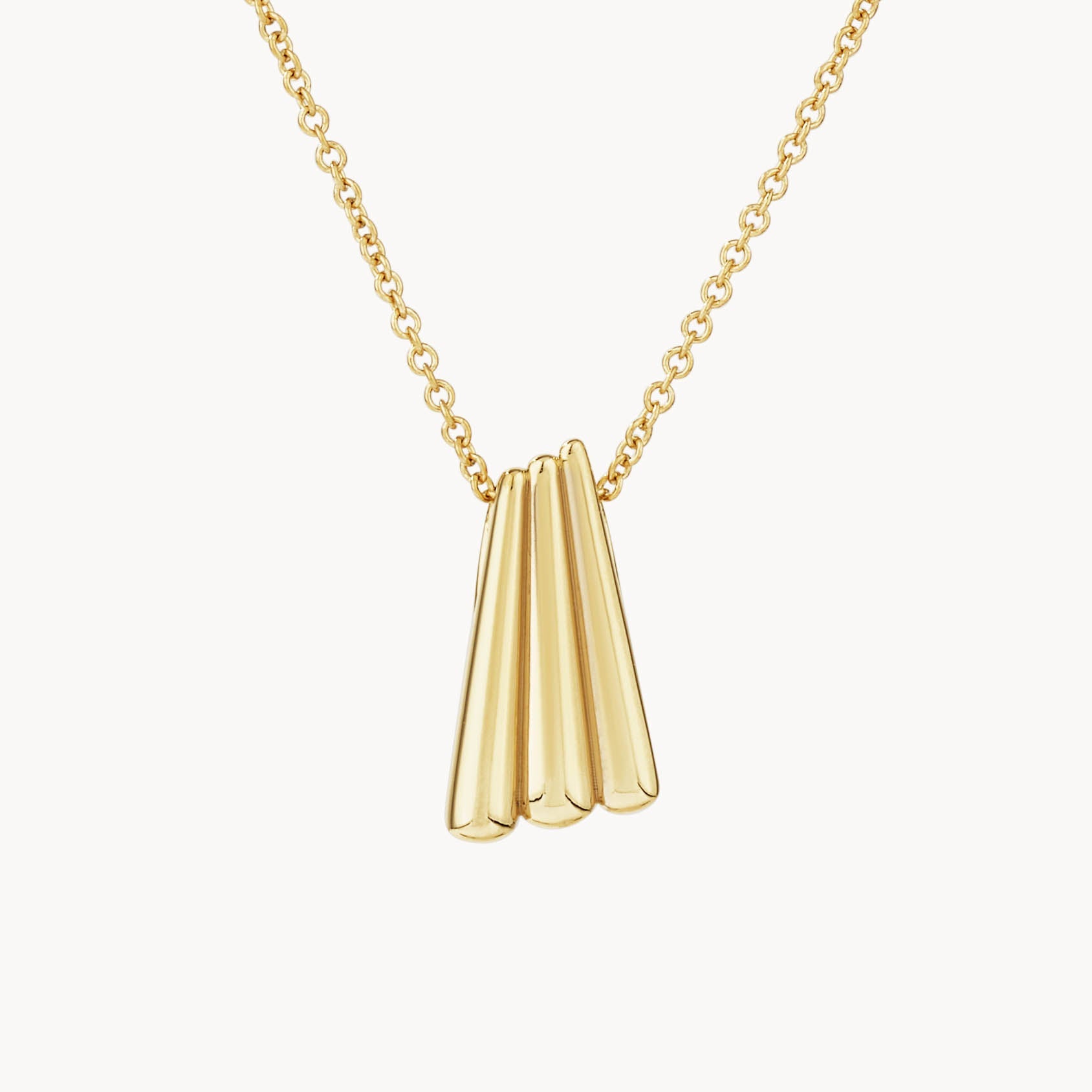 Elegant Gold Ribbed Fan Pendant Necklace for Women - Perfect for Parties, Weddings & Evening Events