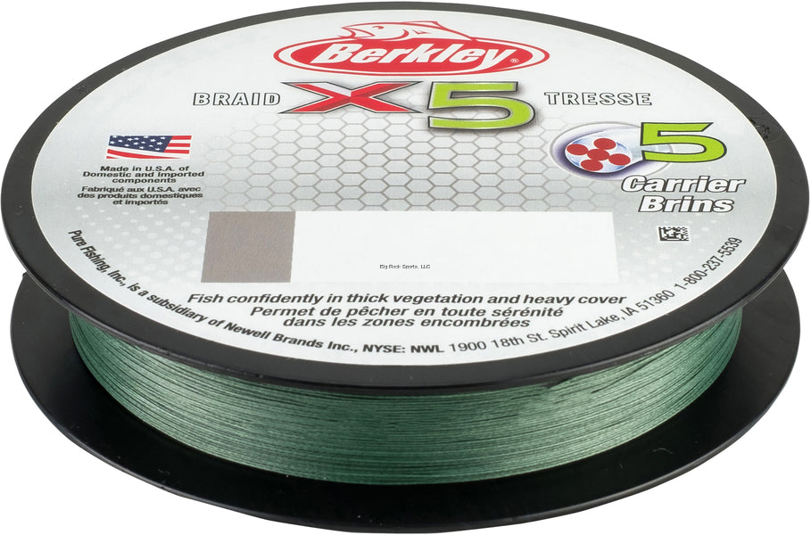 Berkley X5 Braid 5 Carrier High Strength Braided Fishing Line - Premium Saltwater & Freshwater Fishing for Bass, Trout, and Walleye