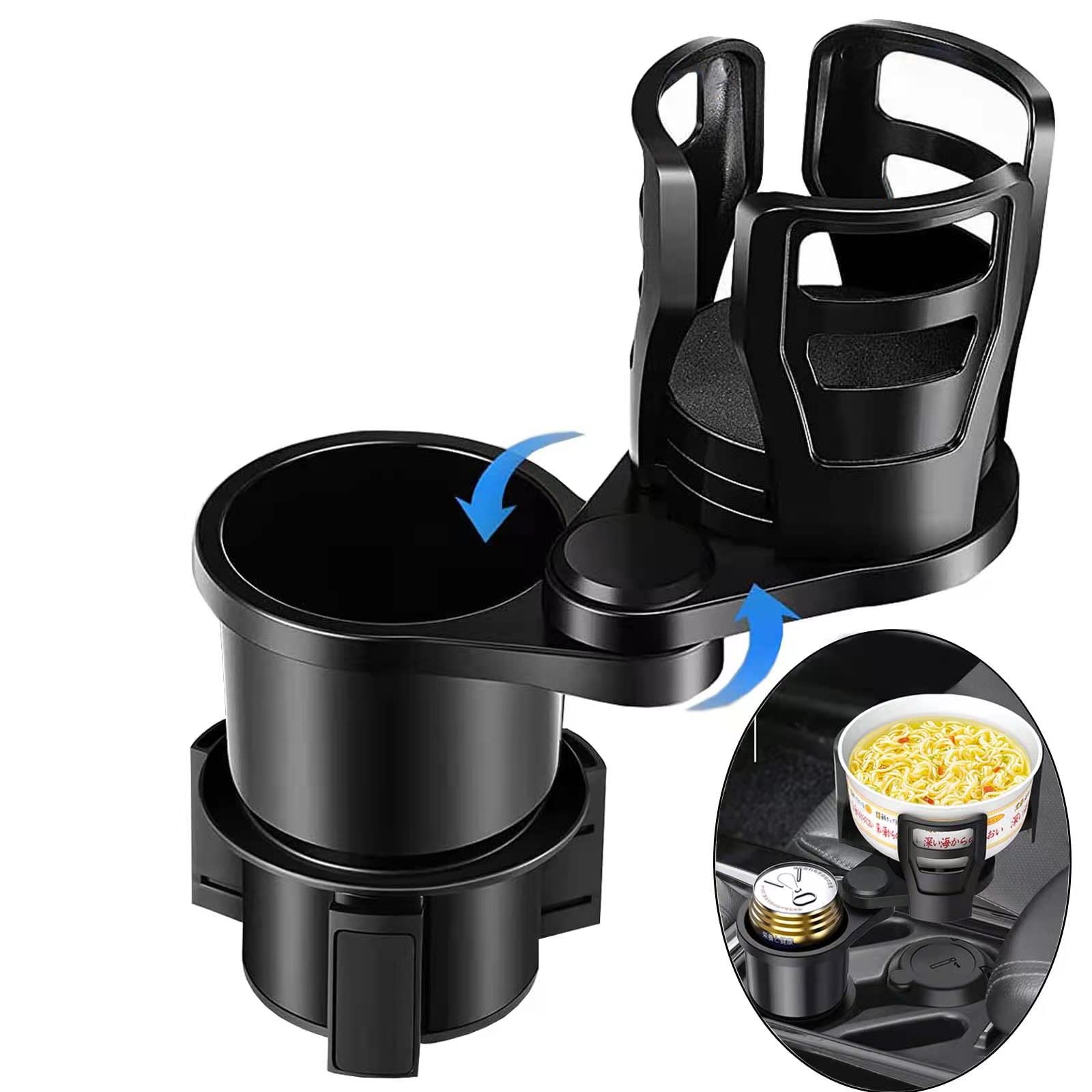 Car Cup Holder Expander with Adjustable Base - Dual Expandable Cup Holder for Vehicle, Universal Automotive Multi Cup Holder Extender Fits Most Cars - Perfect for Road Trips, Commuting & Family Travel