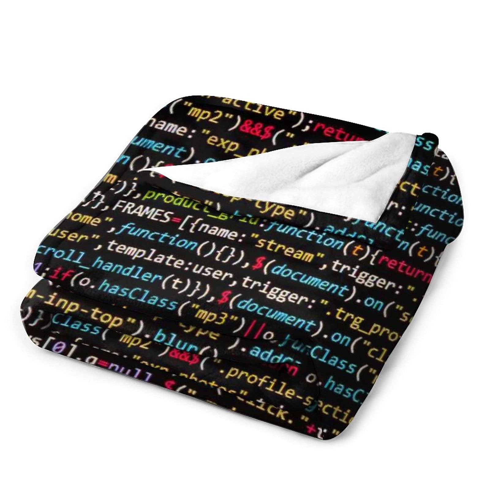 Funny Programmer Code Custom Flannel Throw Blanket - 40x50 Inches Soft Cozy White Blanket for Bed, Couch, Sofa, Office & Camping - Perfect Gift for Developers & Tech Lovers