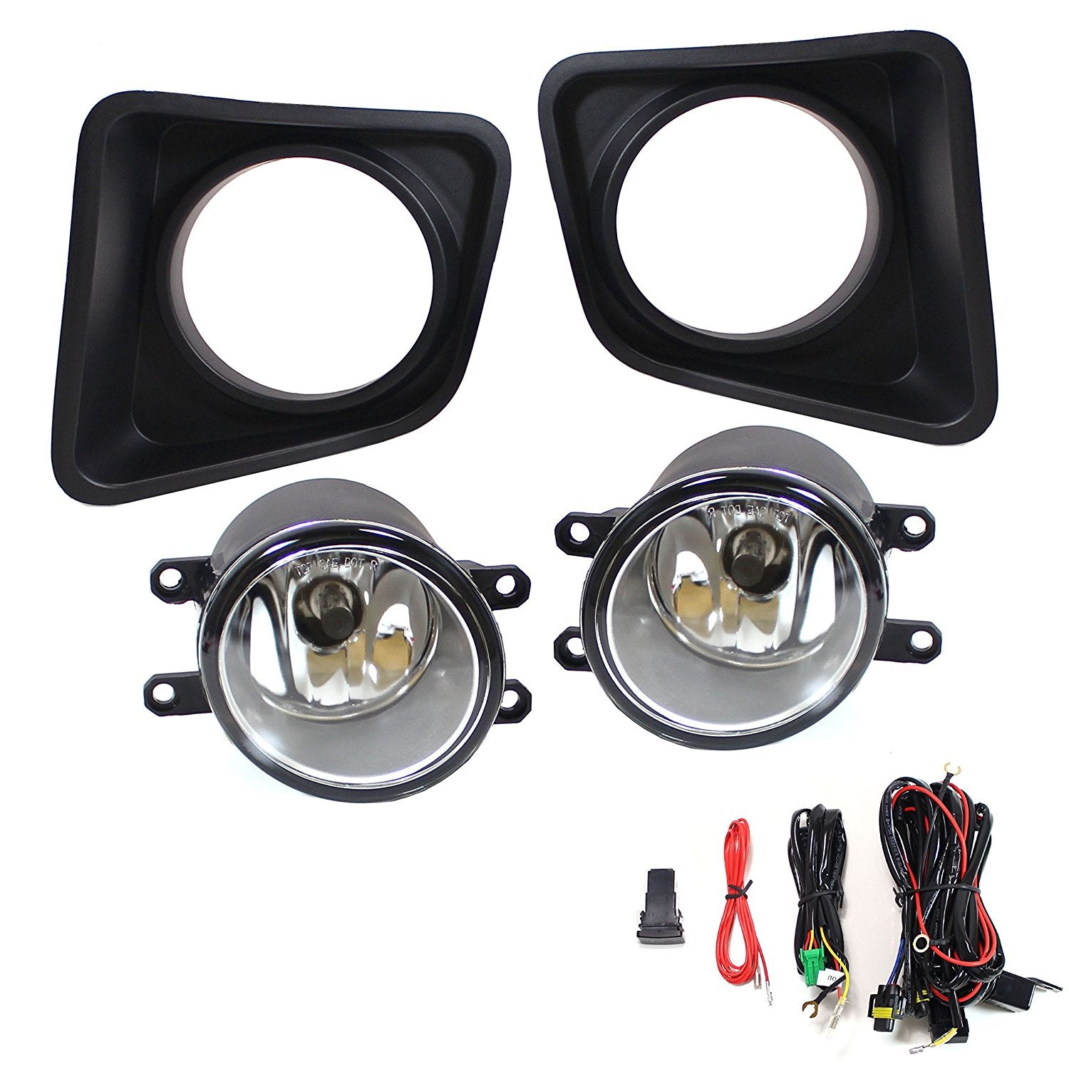 Complete Clear Lens Fog Light Kit with Bezel Covers & Wiring Harness for 2014-2021 Toyota Tundra - Upgrade Your Off-Road Lighting for Better Visibility in Fog, Rain & Night Driving