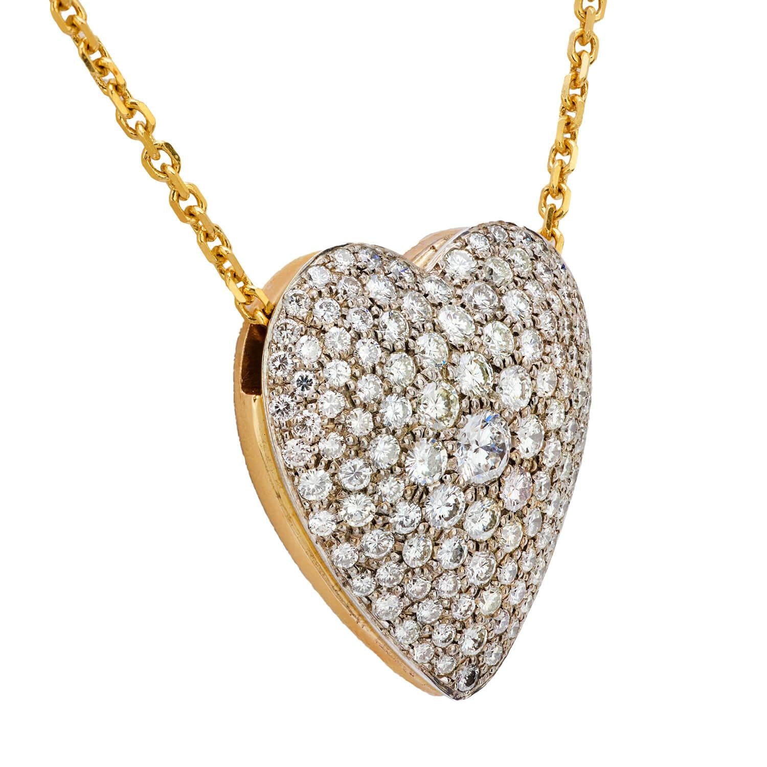 18K Gold 2.50ctw Diamond Heart Pendant Necklace for Women - Elegant Valentine's Day Gift, Anniversary Jewelry & Romantic Occasions