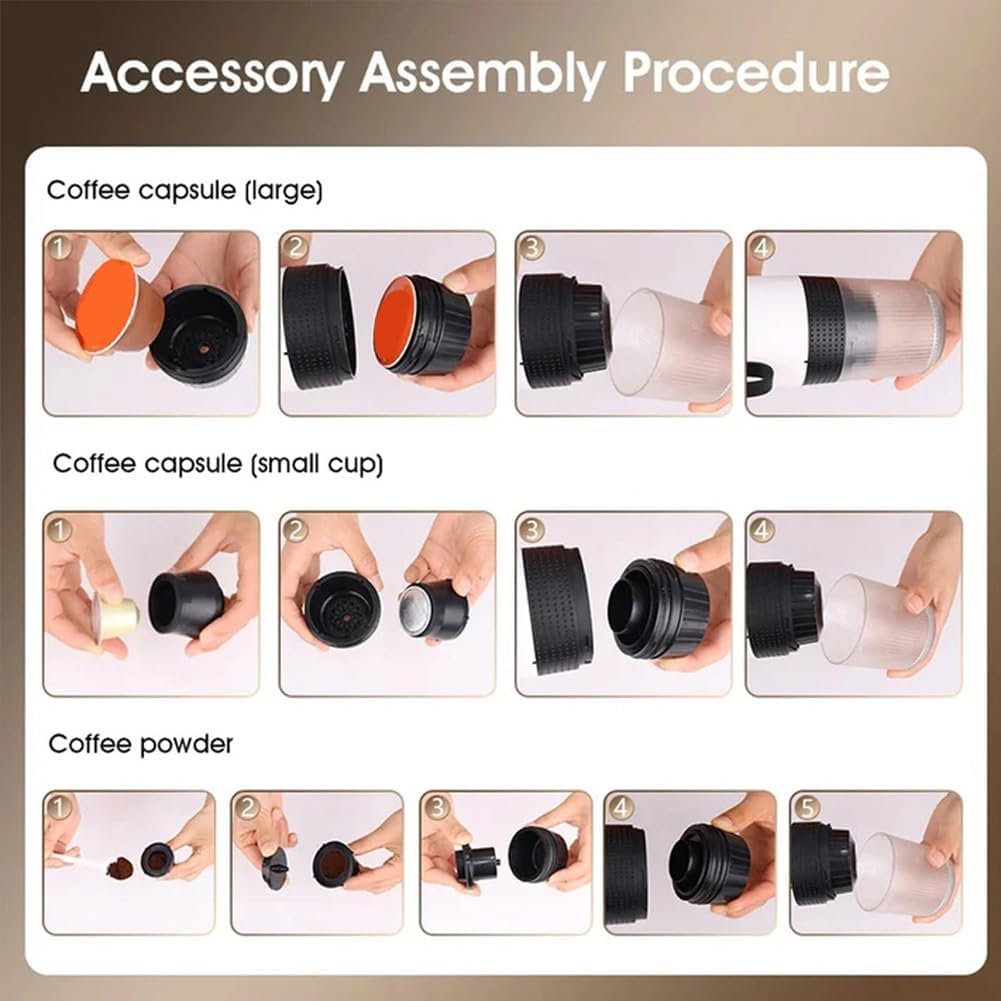 Luxureva Portable Electric Espresso Coffee Maker - Mini Travel Coffee Machine with Self-Heating & Rechargeable, Perfect for Camping, Hiking, Office & Home Use (Black) | 2025 New Model