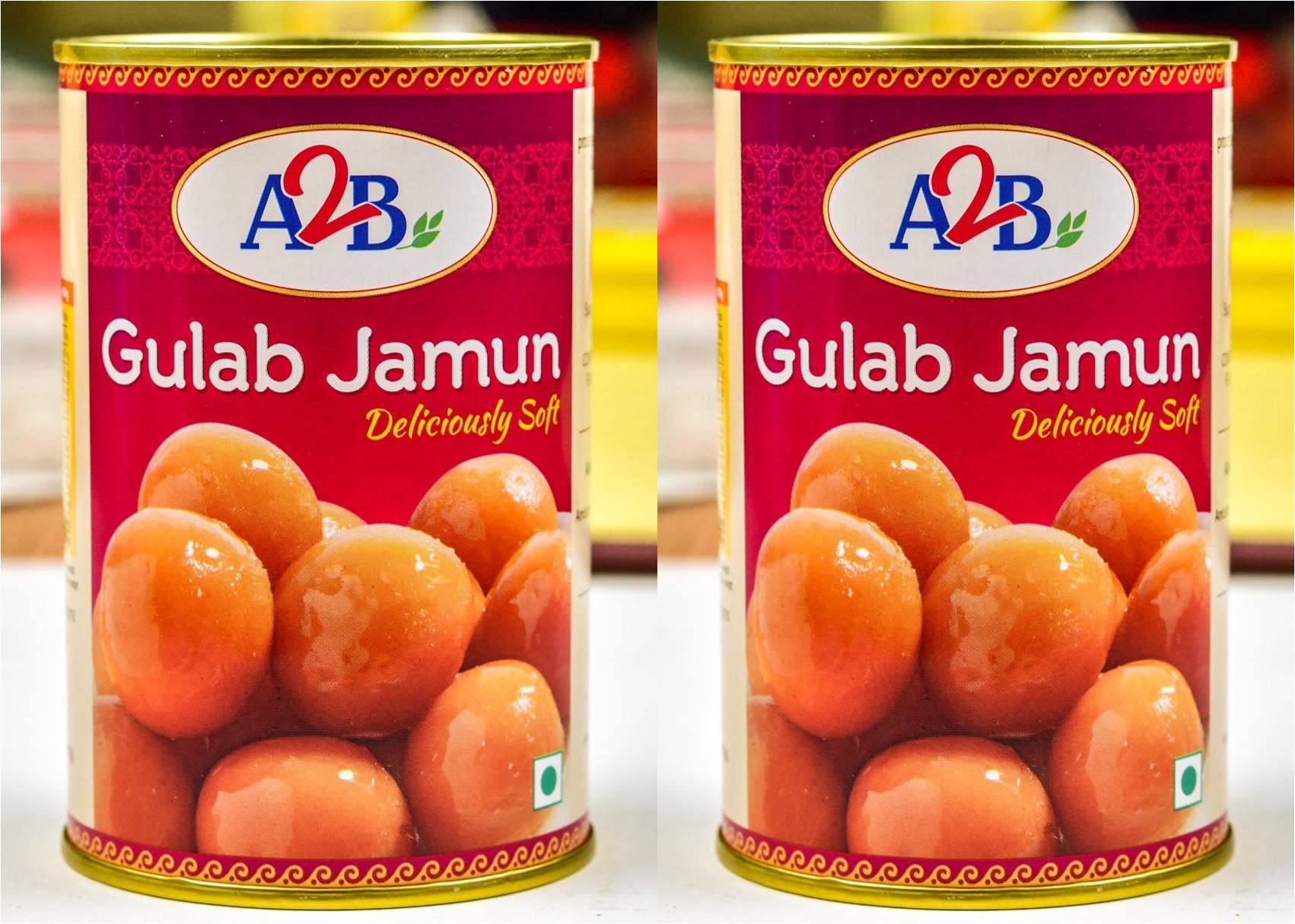 A2B Gulab Jamun Indian Sweet Dessert in Tin - 2 Pack (500g Each) | Authentic Adyar Anand Bhavan Sweets | Perfect for Festivals, Diwali Gifts & Tea Time Snacks