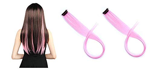 Raaya Baby Pink Hair Extensions for Girls & Women - 25g Clip-In Synthetic Hair Extensions for Daily Wear, Parties & Cosplay