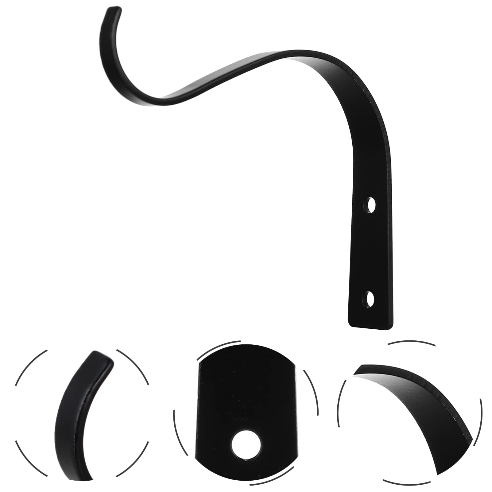 Yardwe 2 Pack Black Wrought Iron Hanging Basket Hooks - Heavy Duty Metal Plant Hangers for Flower Pots, Lanterns & Bird Feeders - Perfect for Garden, Patio, Porch & Indoor Decor