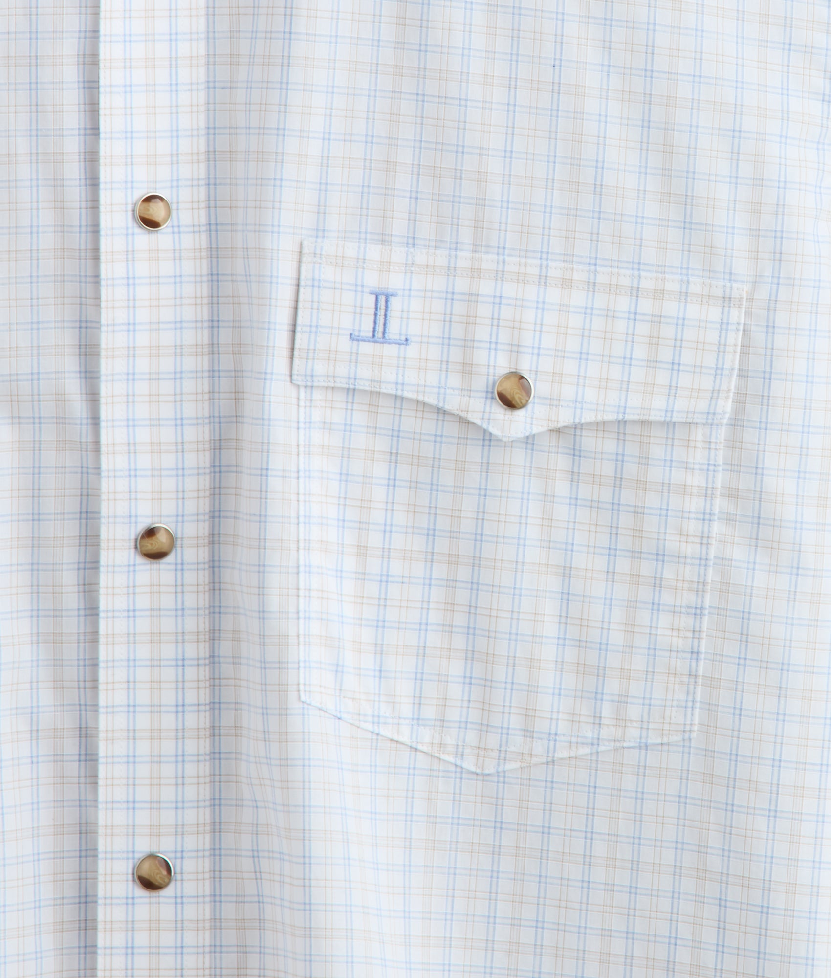 El Paso Plaid Shirt - Blue and Tan Mini Check Pattern Casual Button-Up for Men | Perfect for Office, Outdoors & Everyday Wear