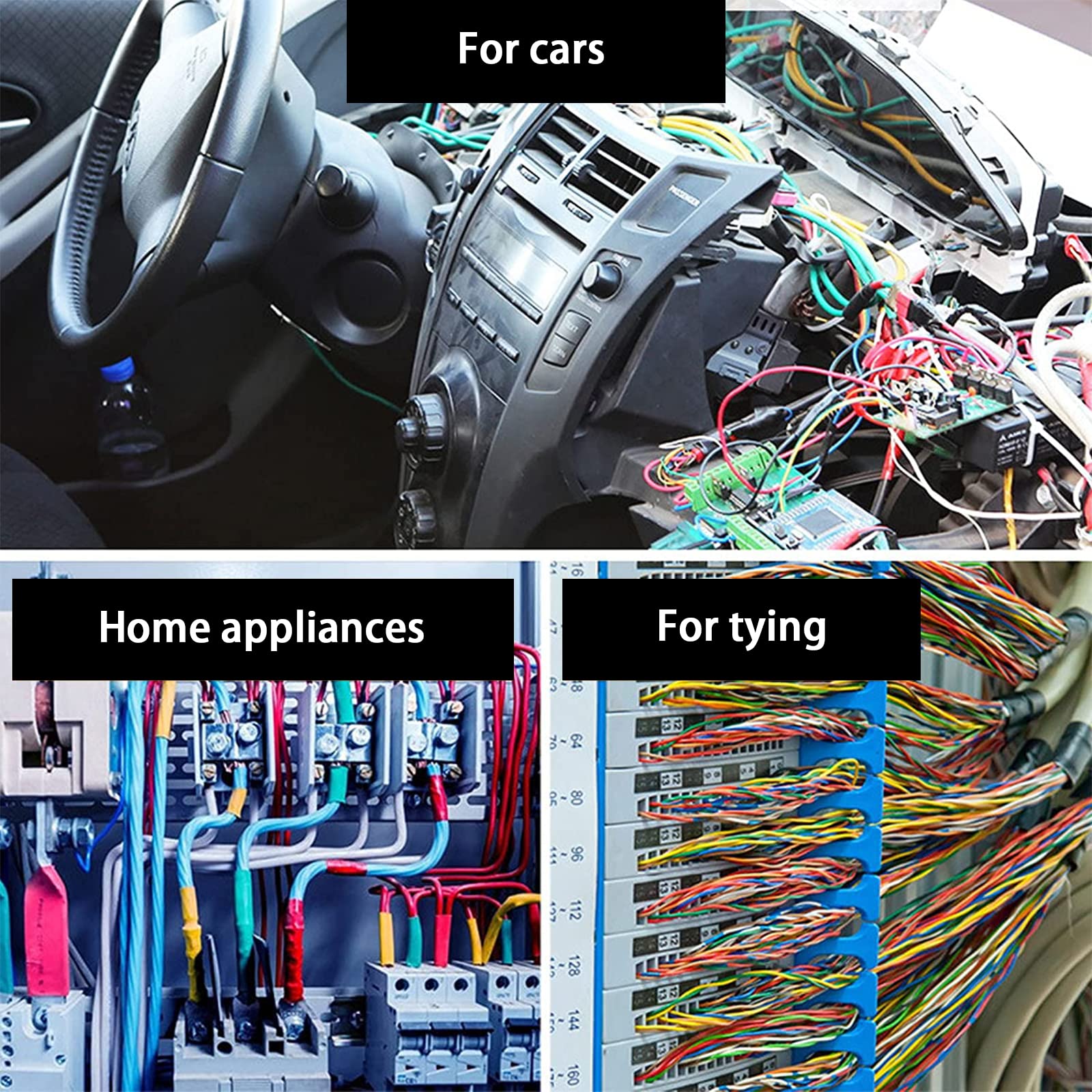 Premium Electrical Tape 6-Pack - 19mm x 15m Self-Adhesive Automotive Wiring Harness Tape - Black Vinyl Insulation Tape for Car Wiring, Electrical Repairs & DIY Projects - Ideal for Wire Bundling, Cable Management & Home Improvement