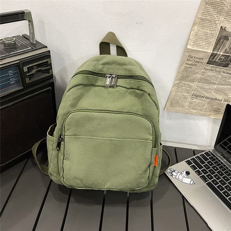 Stylish Mini Backpack for Women & Men - Small Aesthetic Canvas Daypack with Adjustable Straps (Sage Green, One Size) - Perfect for Work, Travel, School & Casual Outings