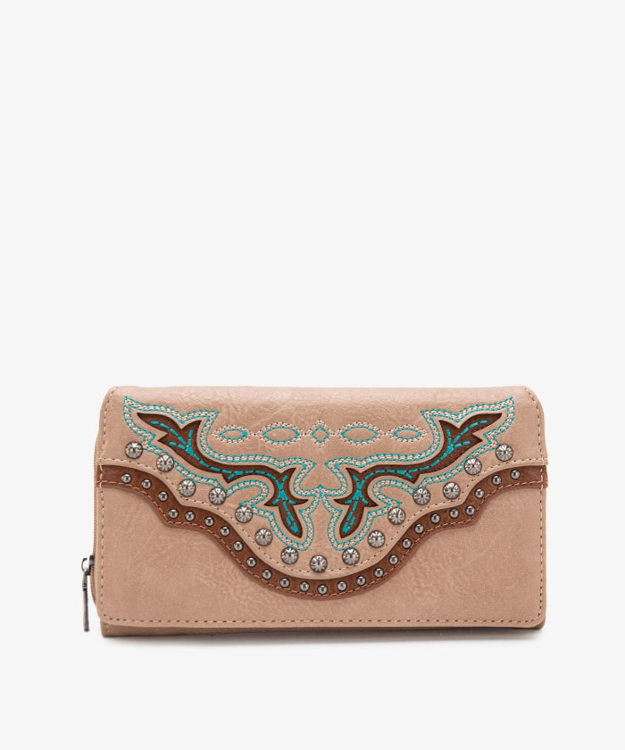 Montana West Cut Out Studded Wallet for Women - Stylish & Durable Leather Wallet with Studded Design - Perfect for Everyday Use, Travel & Gift Giving