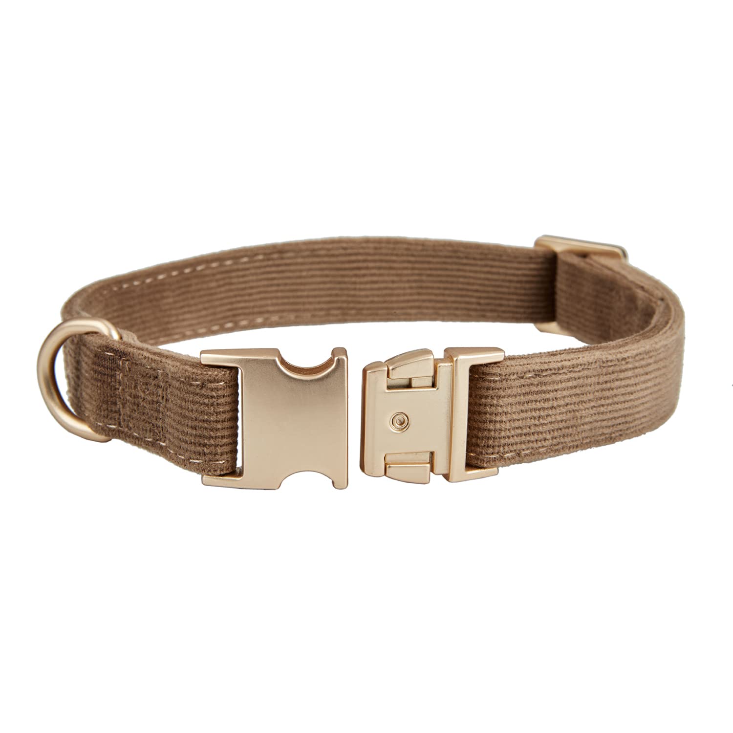 Soft Cotton Dog Collar with Metal Buckle - Adjustable Heavy Duty Comfy Corduroy Pet Collar for Small, Medium & Large Dogs - Brown Large Size - Perfect for Daily Walks, Training & Outdoor Adventures