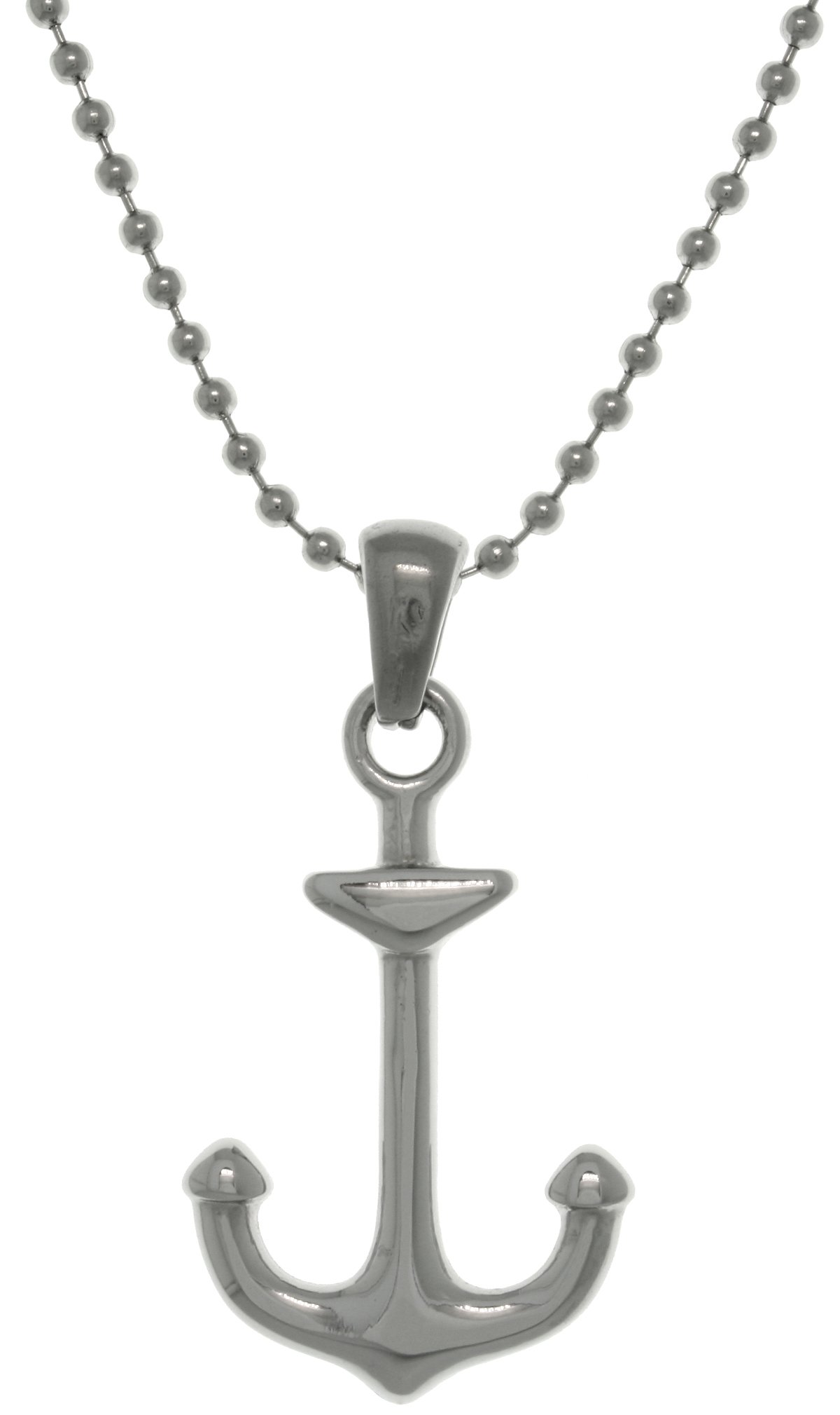 Stainless Steel Anchor Pendant Necklace - High Polish 21 Inch Steel Ball Chain for Men & Women | Perfect for Nautical Gifts, Beach Outfits and Everyday Wear