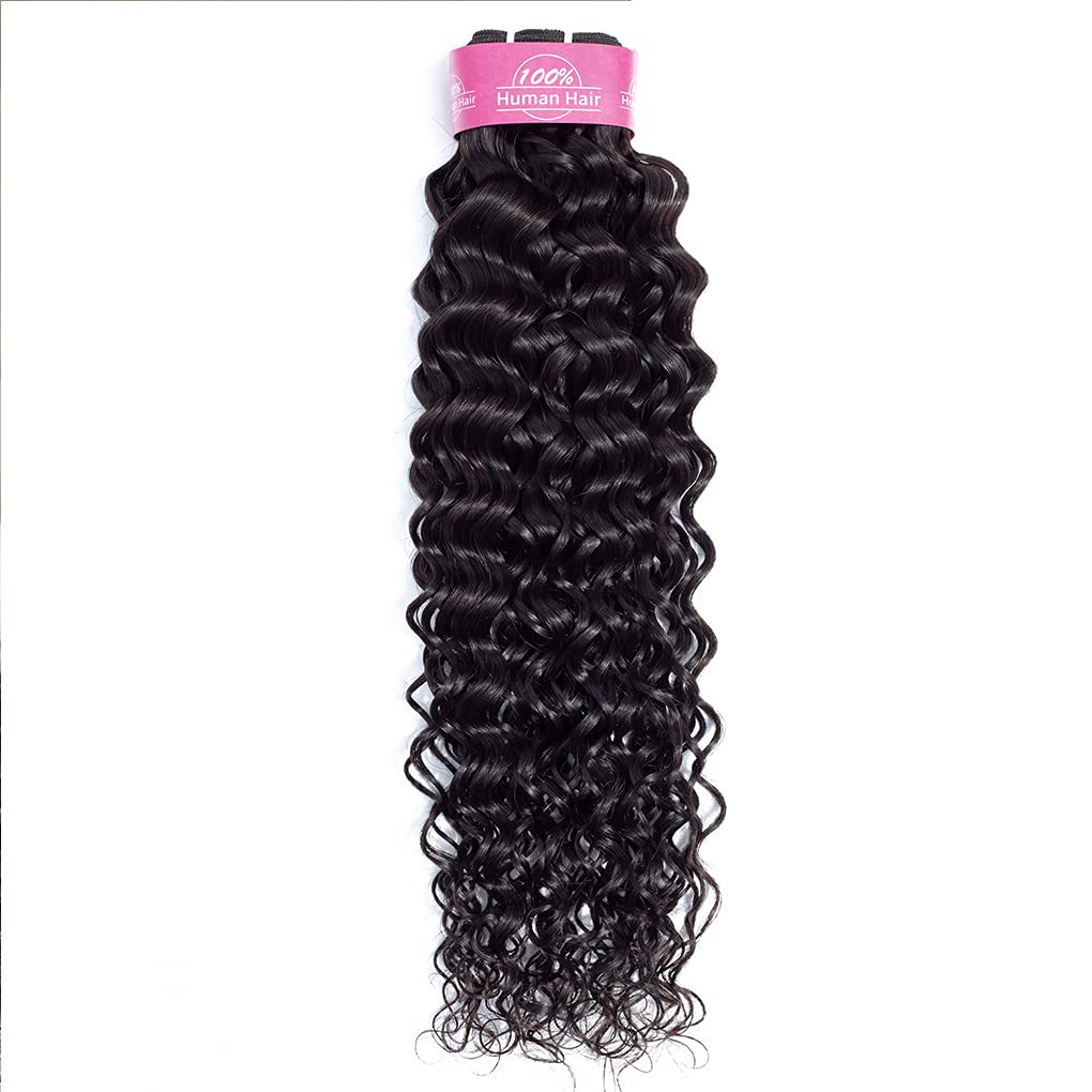 100% Brazilian Virgin Human Hair Extensions 10A Grade - 20 Inch Water Wave Wet & Wavy Curly Bundles (100g/Bundle) Unprocessed Natural Black Hair for Women | Perfect for Daily Wear, Parties & Special Occasions