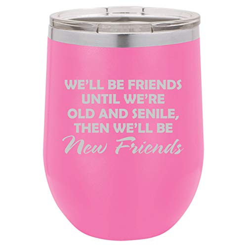 12 oz Double Wall Vacuum Insulated Stainless Steel Wine Tumbler - Stemless Coffee Travel Mug with Lid - Funny Best Friend Gift 