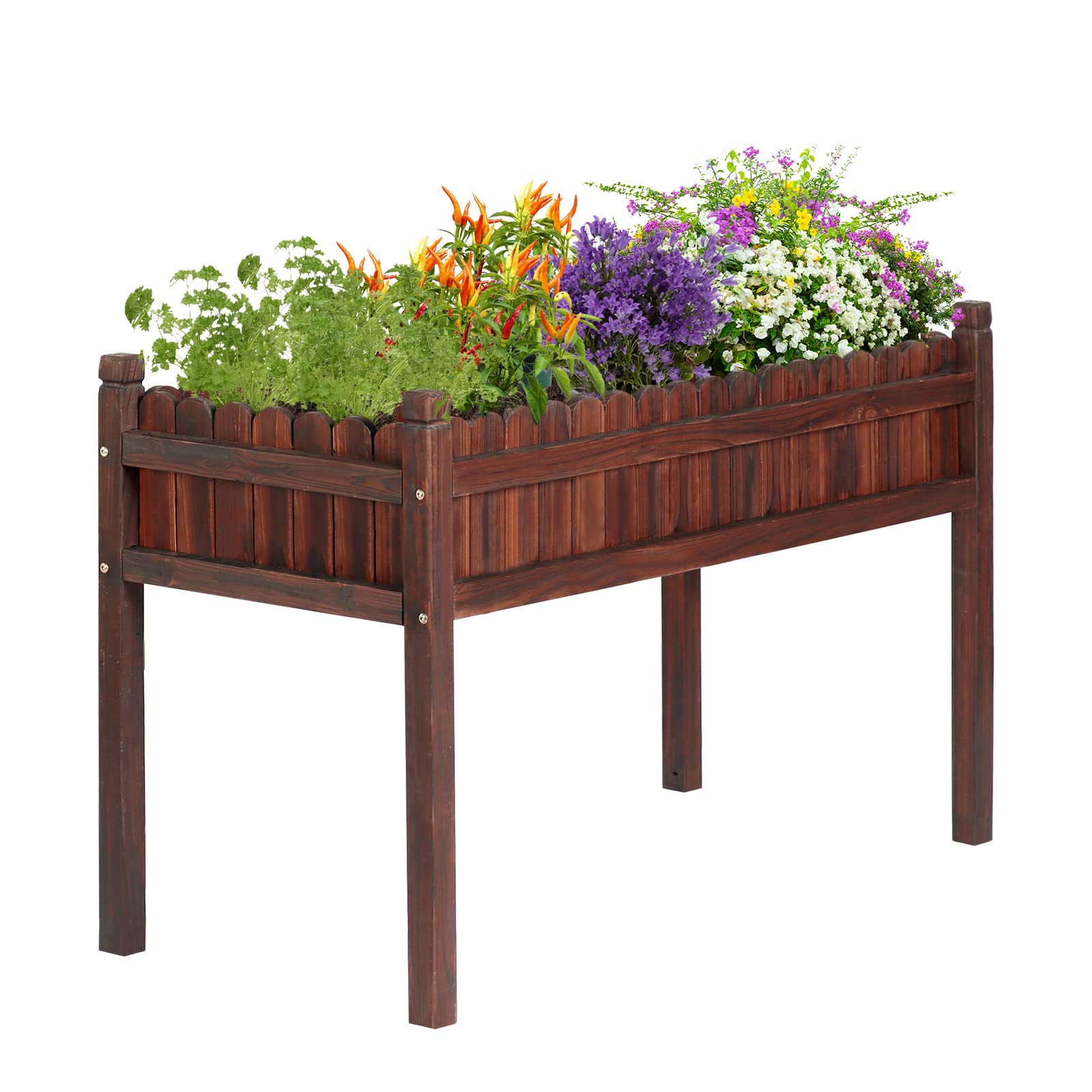 Elevated Wooden Raised Garden Bed with Legs - 48x31x22 Inches, 290lb Capacity - Perfect for Growing Fresh Herbs, Vegetables, Flowers in Backyard, Patio, Balcony - Ideal for Urban Gardening & Small Space Planting