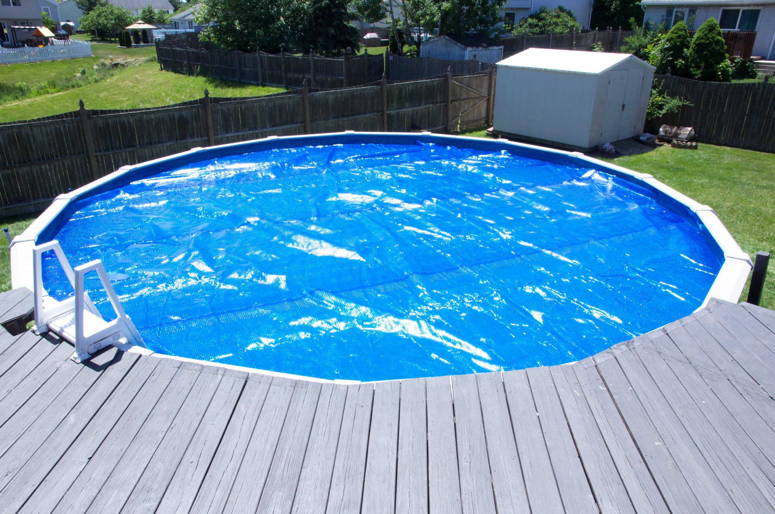 MidWest Canvas 28-Foot Round Solar Pool Cover | 12 Mil Thick | Heating Blanket for Above Ground & Inground Pools | Bubble Side Down Installation | Perfect for Summer Pool Heating & Energy Savings