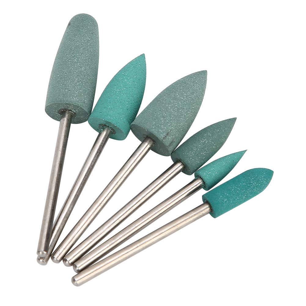 6-Piece Silicone Alloy Nail Drill Bit Set - Professional Manicure Tools for Acrylic & Gel Nails - Perfect for Home Salons & DIY Nail Art (Solid Color, Set 01)