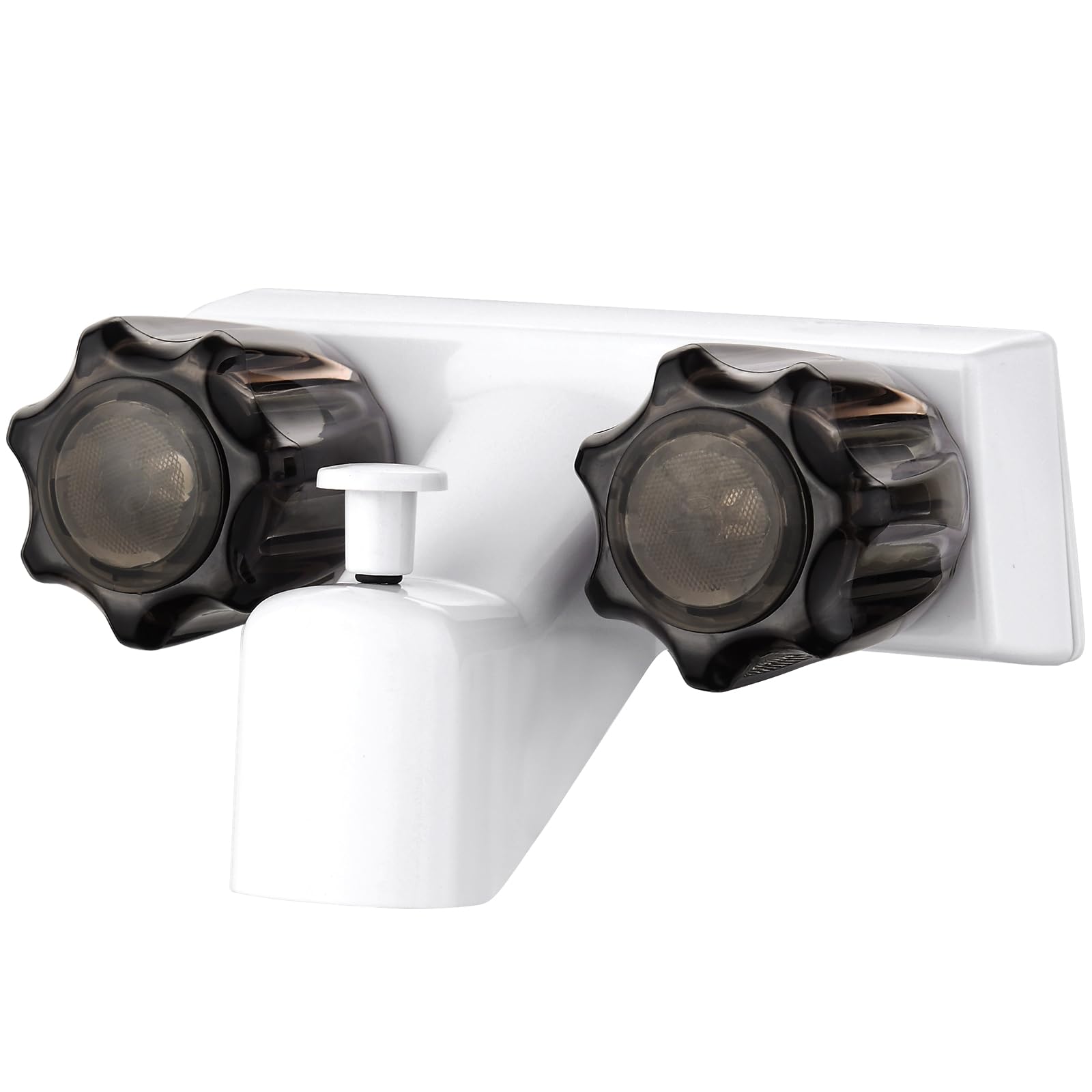 RV Shower Faucet Set - DF-SA110S-WT RV Tub & Shower Faucet Valve Diverter with Smoked Acrylic Knob - Hot/Cold Water Control - Perfect for RV, Camper, and Tiny Home Bathroom Upgrades