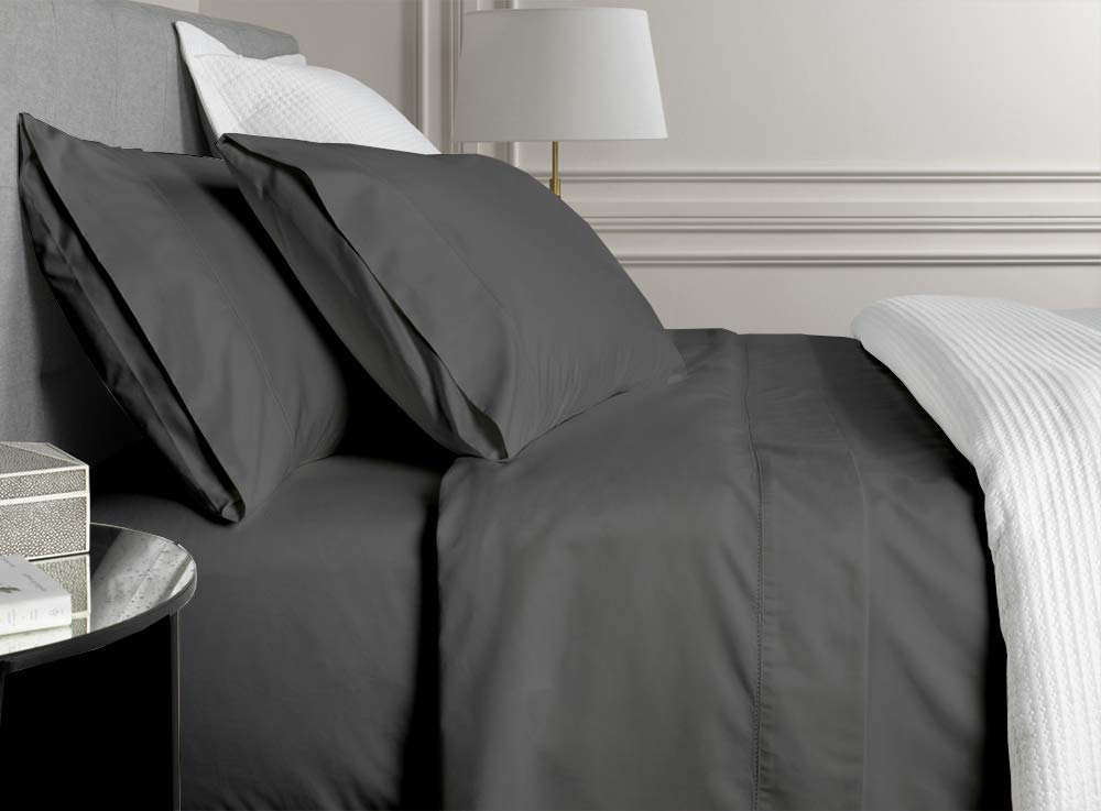 Happy at Home RV King Sheets 72x80 – 100% Giza Cotton Camper Bed Sheets, 4-Piece Set, 18'' Deep Pocket, Soft & Breathable RV Sheets for King Size Mattress, Dark Grey Solid – Perfect for Camping, Road Trips & Cozy RV Living