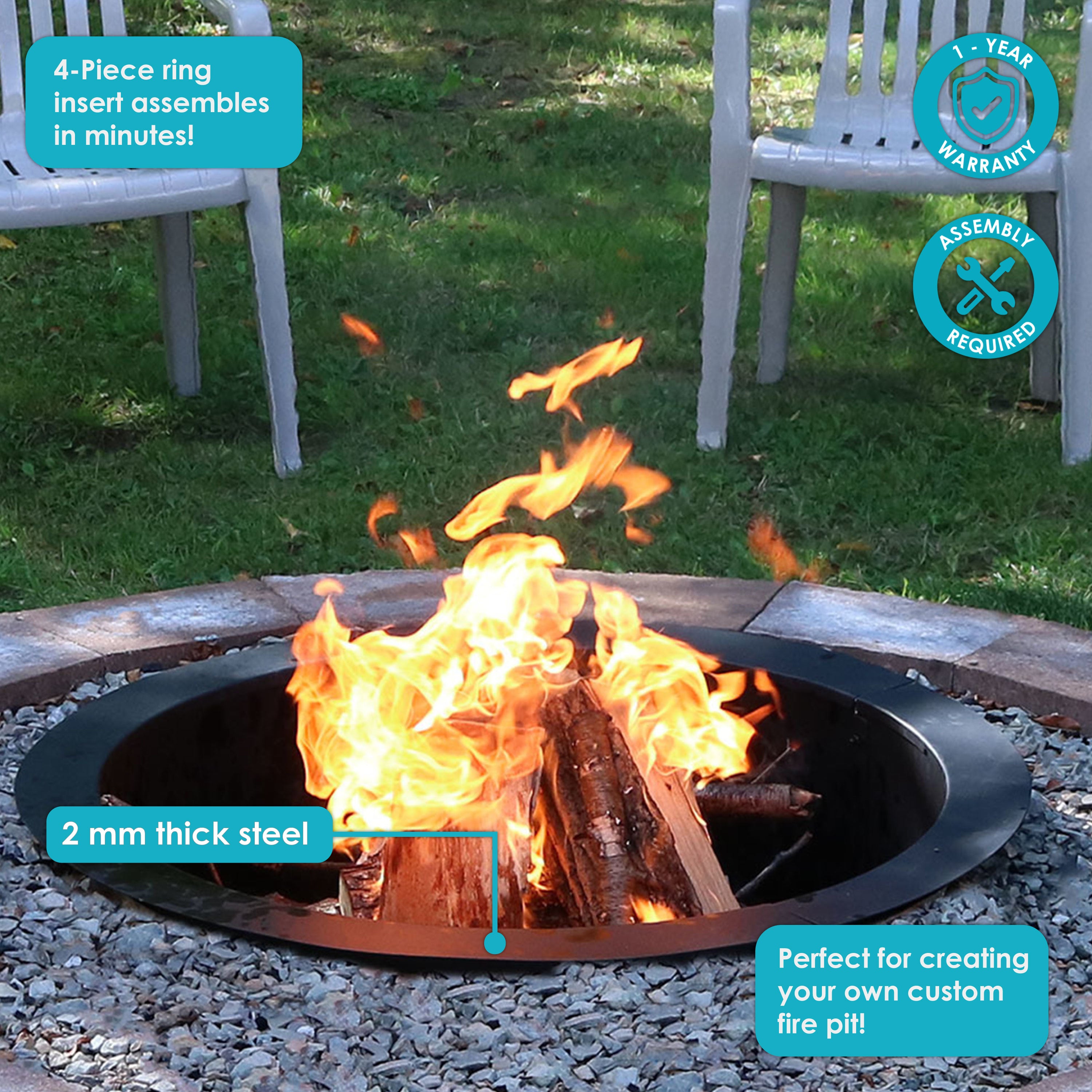 Heavy Duty Steel Fire Pit Ring Liner - 36 Inch Outdoor Fire Pit Replacement - Durable Rust-Resistant Fire Ring for Camping, Backyard & Patio Use