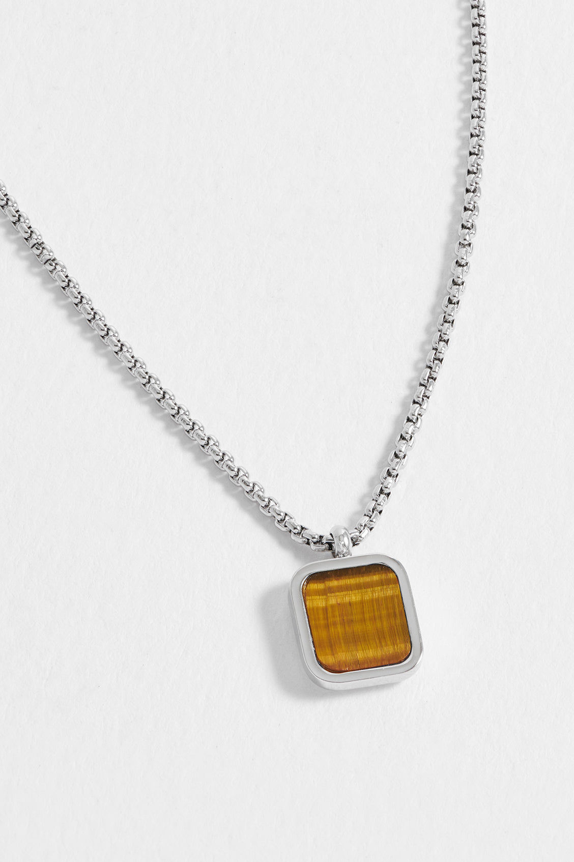 Men's Square Gemstone Pendant Necklace - Sterling Silver or Gold Plated Gemstone Jewelry for Gifts, Wedding & Everyday Wear