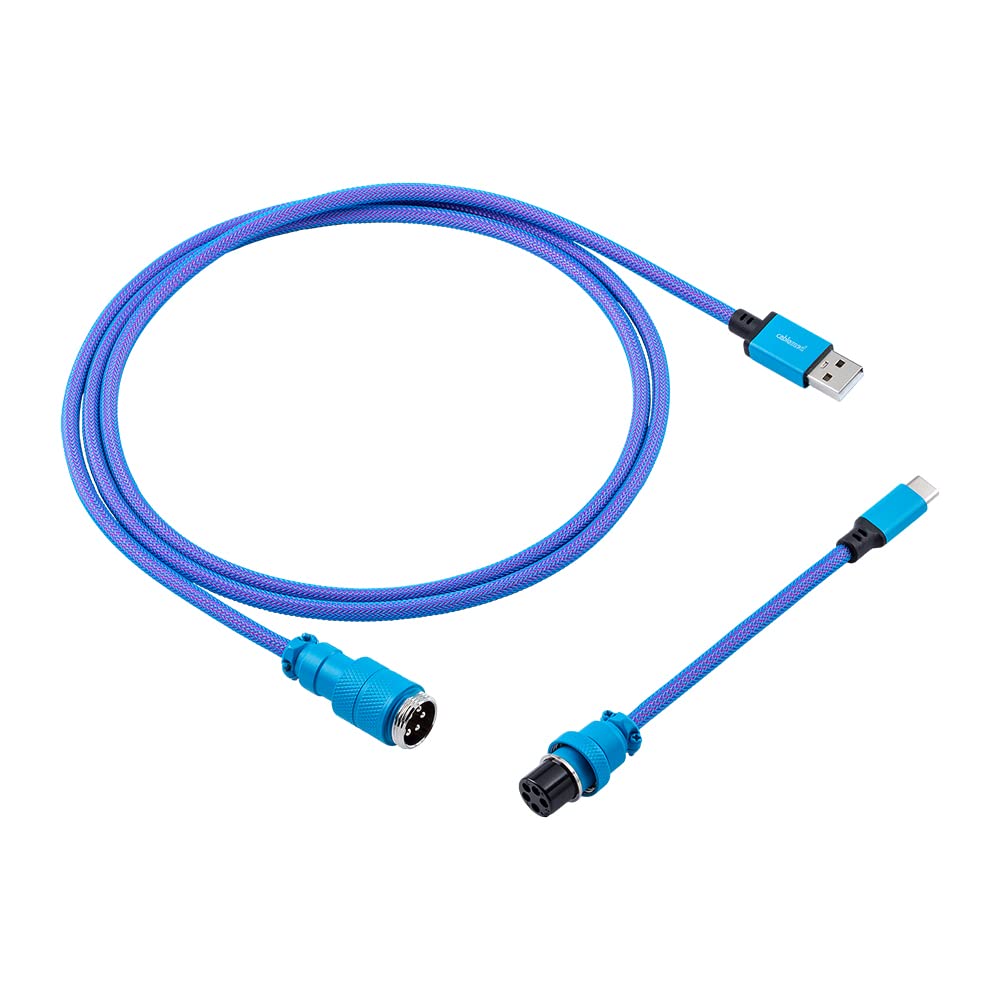 CableMod Pro Straight Keyboard Cable - USB A to USB C 5.9ft (150cm) Galaxy Blue - Premium Braided USB Cable for Mechanical Keyboards, Gaming & Office Setup