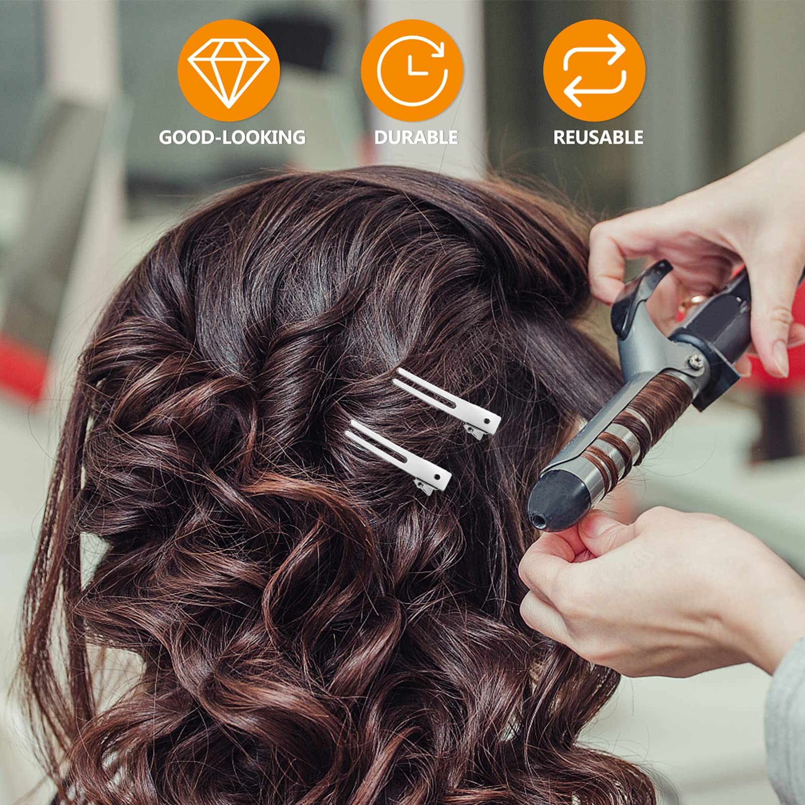 Minkissy 50Pcs Hair Sectioning Clips - Professional Double Prong Metal Alligator Hair Clips for Styling, Curling & DIY Hairdressing | Perfect for Salon, Home Use & Hair Accessories
