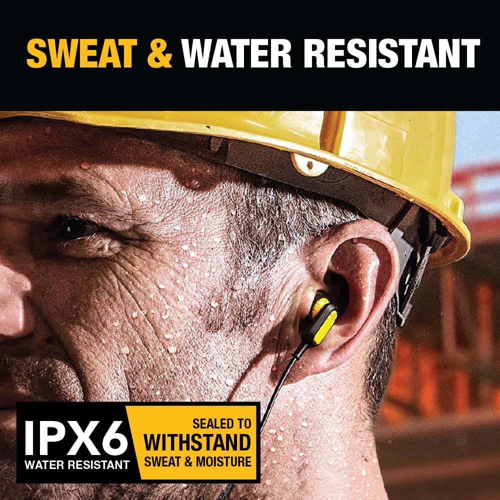 DEWALT Wireless Bluetooth Neckband Headphones with Noise Cancellation & 60W 4-Port Fast Car Charger Combo - Perfect for Construction Workers, Truck Drivers and Outdoor Adventures