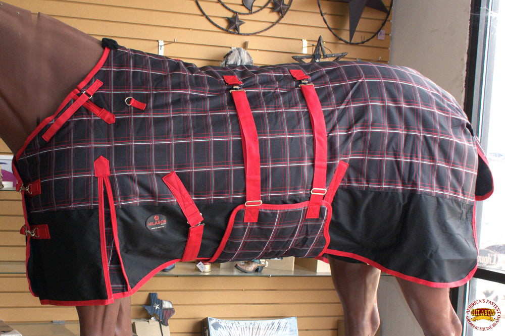 Hilason 1200D Winter Waterproof Turnout Horse Blanket with Belly Wrap - Heavy Duty 66