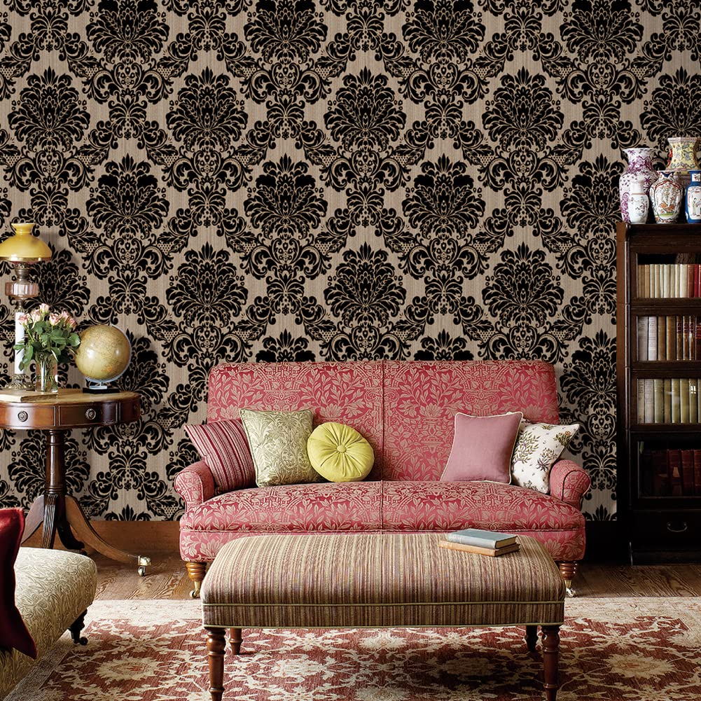9148-10M Damask Peel and Stick Wallpaper - 17.7