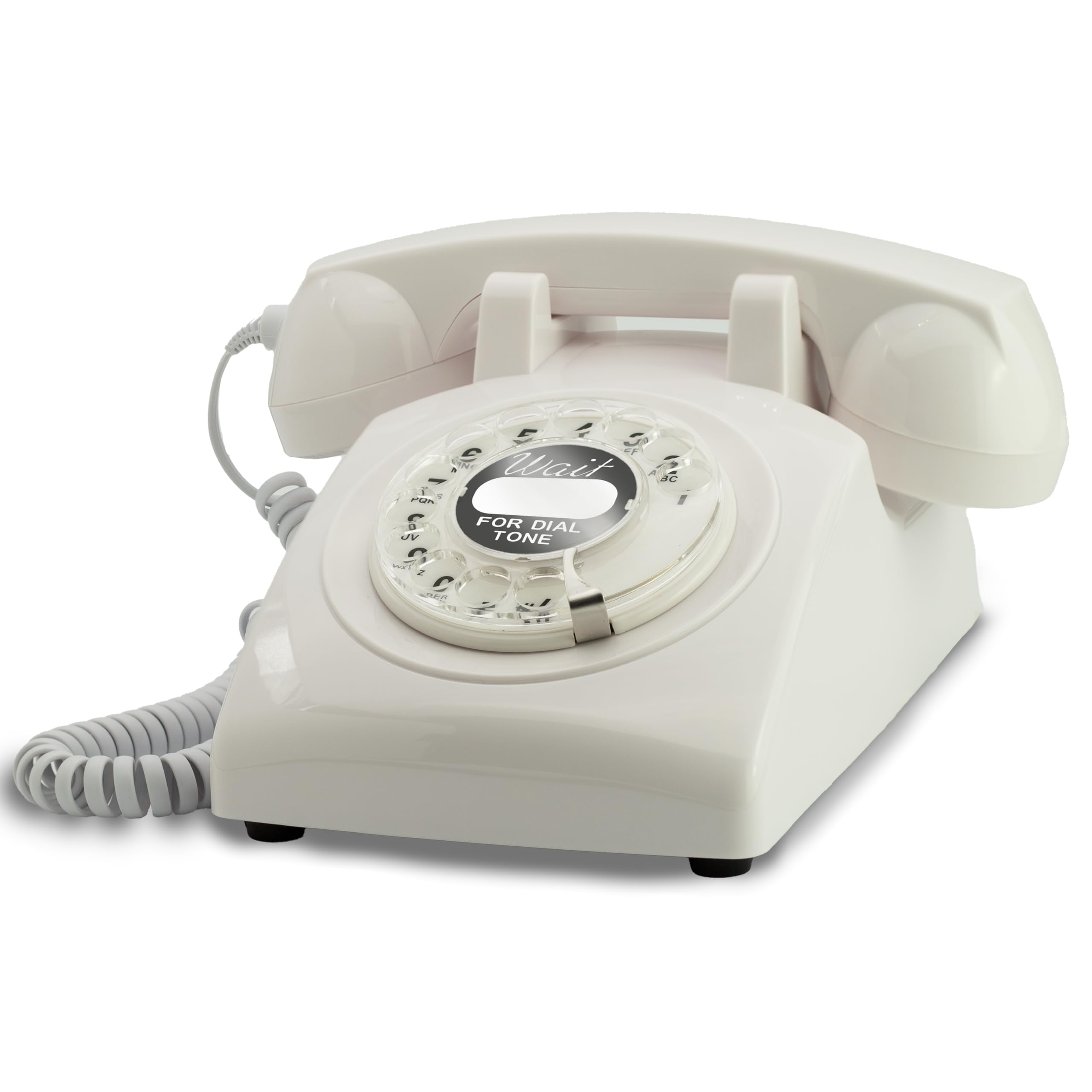 Vintage Rotary Phone Cable - 60s Retro Landline Telephone for Home, Office & Vintage Decor | Classic White Analog Phone for Nostalgic & Themed Spaces