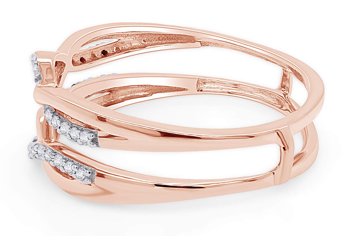 1/4 Carat Natural Diamond Wedding Band Wrap Enhancer Ring - 14k Gold Over Sterling Silver (I-J Color, I2-I3 Clarity) | Elegant Bridal Jewelry for Engagement, Anniversary & Special Occasions