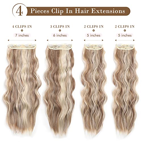 4PCS Clip-in Synthetic Hair Extensions - Long & Thick Hair Extensions for Women - Perfect for Parties, Weddings & Everyday Styling