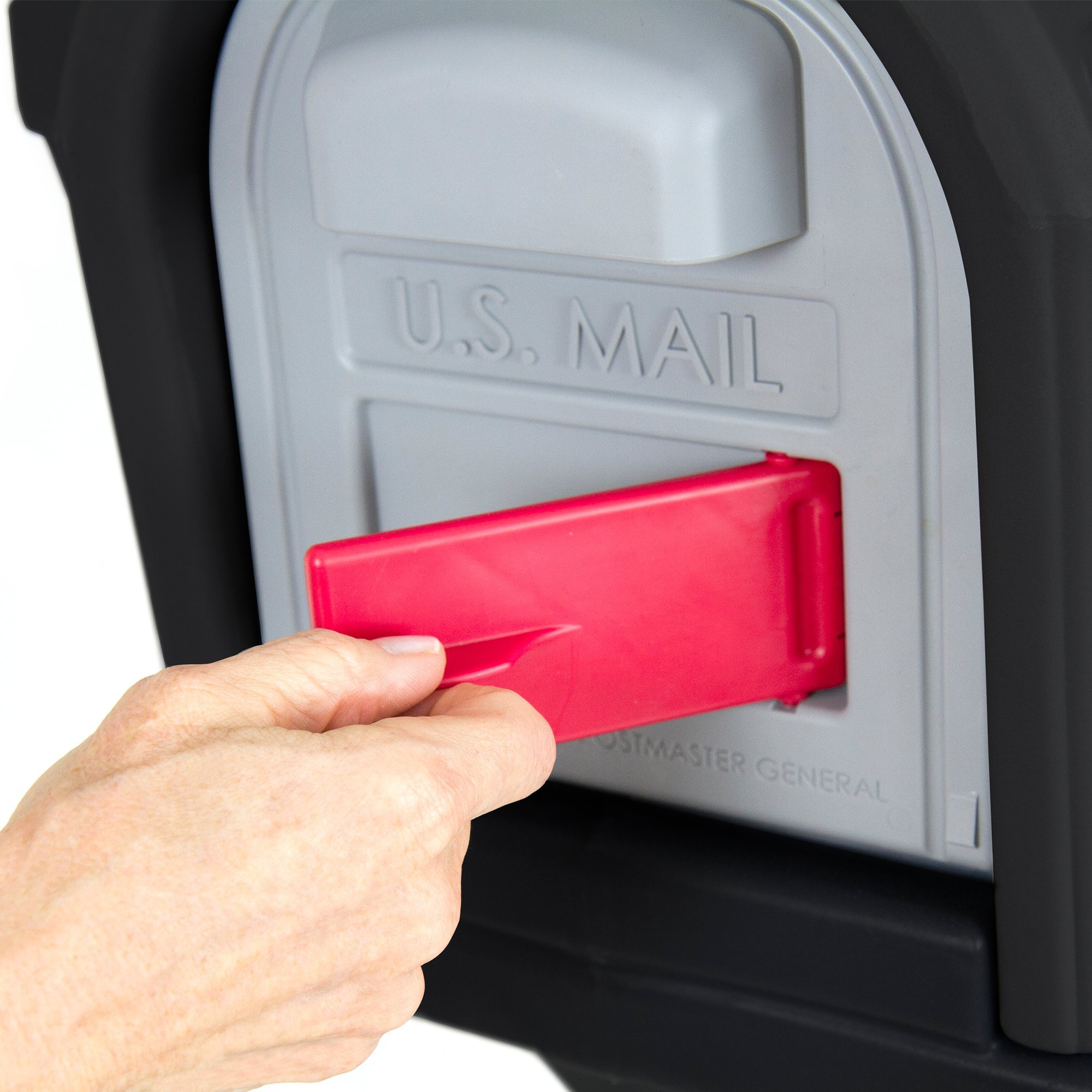 Simplay3 Classic Black Plastic Mailbox with Post Mount - Durable Residential Mailbox Kit with 2 Access Doors | Perfect for Home, Garden & Curb Appeal Enhancement