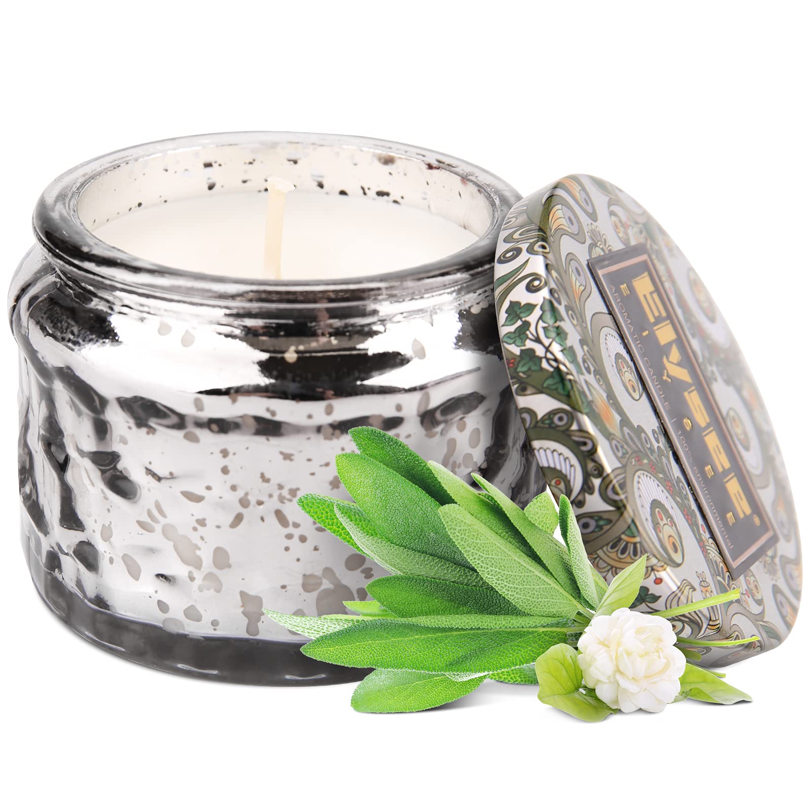 Romantic Sage & Sea Salt Scented Soy Candle with Essential Oils | 100% Natural Smokeless Candle for Sleep & Relaxation | Aromatherapy for Bedroom, Bath & Meditation