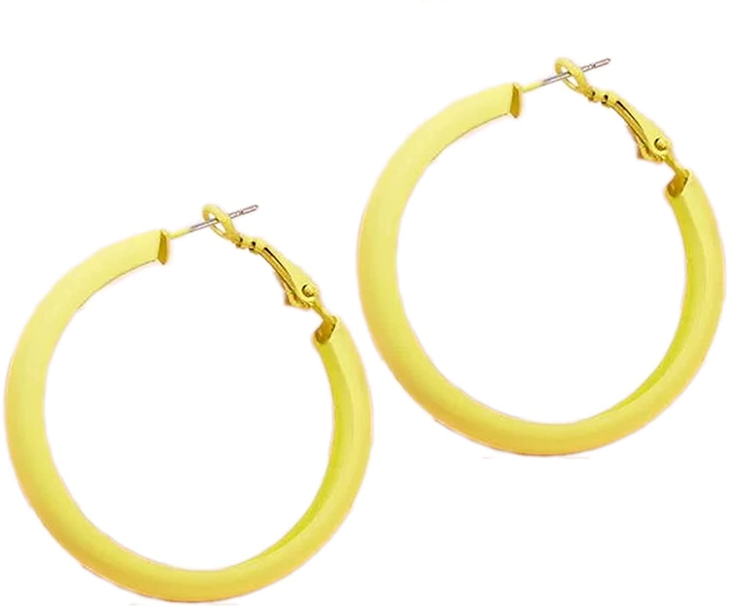 SKNGMO Large Red Matte Round Hoop Earrings for Women - Multicolor Enamel Circle Dangle Drop Earrings, Exaggerated Statement Jewelry for Parties, Dating & Everyday Wear