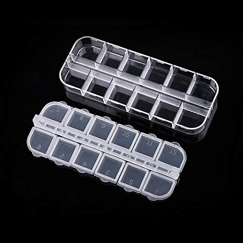 STORE99® 12 Grid Nail Drill Jewelry Storage Box - Double Flip Top Rhinestone Organizer for Nail Art Tools & Accessories | Perfect for Salon Professionals & DIY Manicure at Home