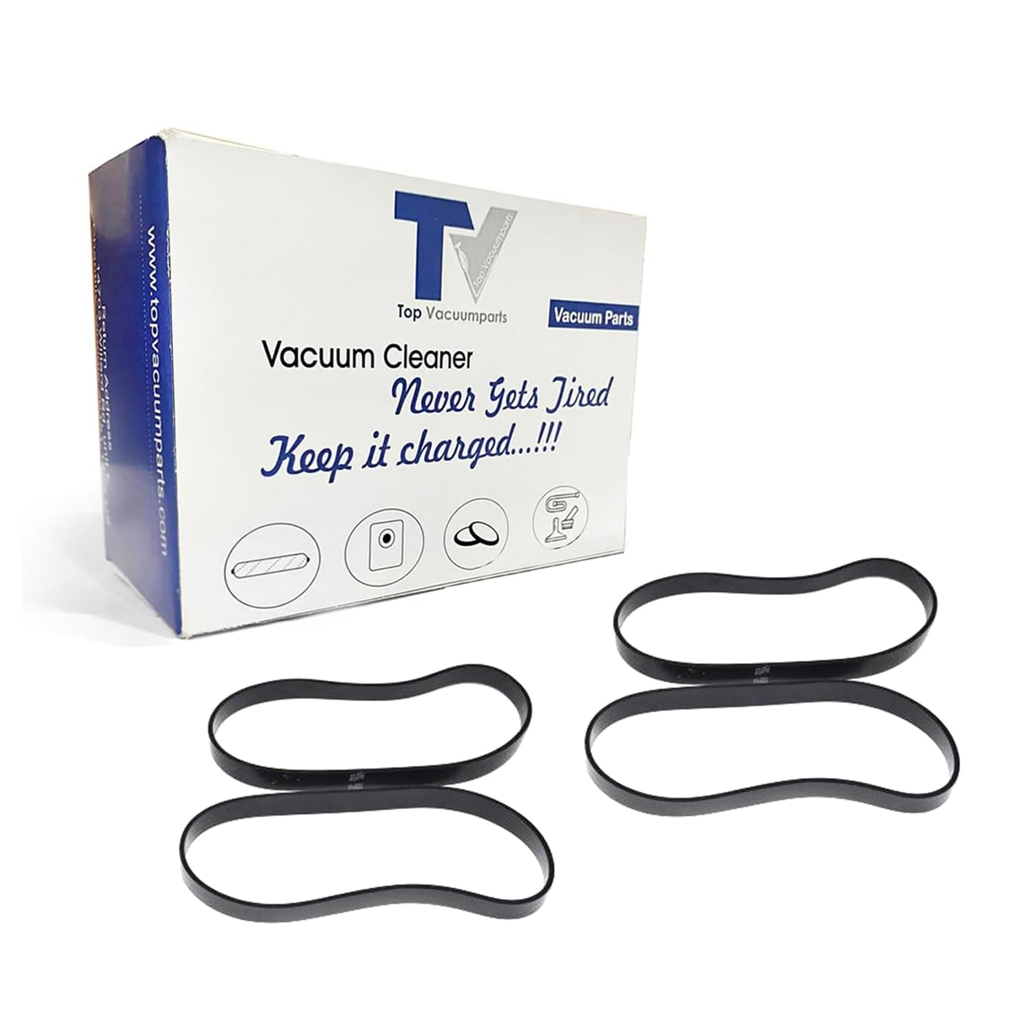 Evolution-Bernina 6000 Upright Vacuum Replacement Flat Belts (4-Pack) - Compatible with Part #01-3103-05 - Perfect for Home Cleaning & Maintenance