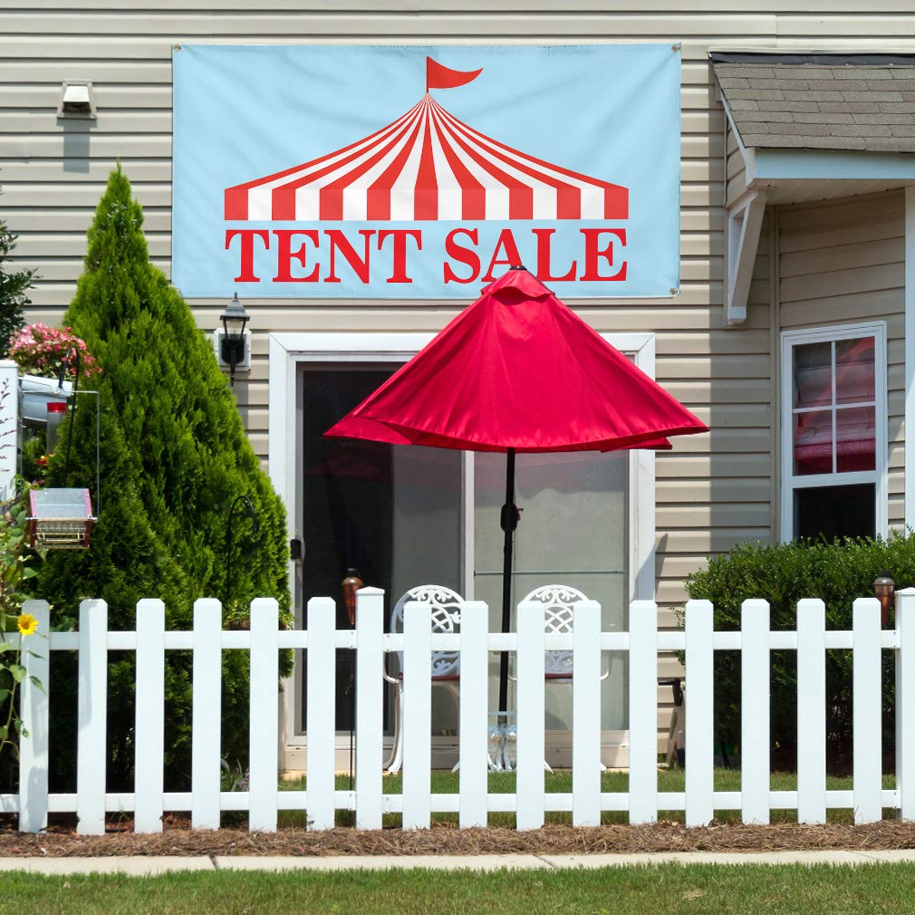 Durable Vinyl Banner 60x144 Inches - Weatherproof Tent Sale & Business Sign with 10 Grommets for Outdoor, Industrial & Yard Use | Perfect for Events, Advertising & Store Promotions