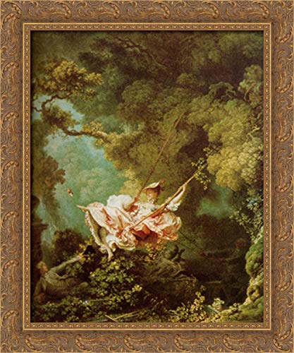20x24 Gold Ornate Wood Framed Canvas Art - The Swing by Jean Honore Fragonard - Classic French Rococo Painting for Living Room, Bedroom & Office Decor