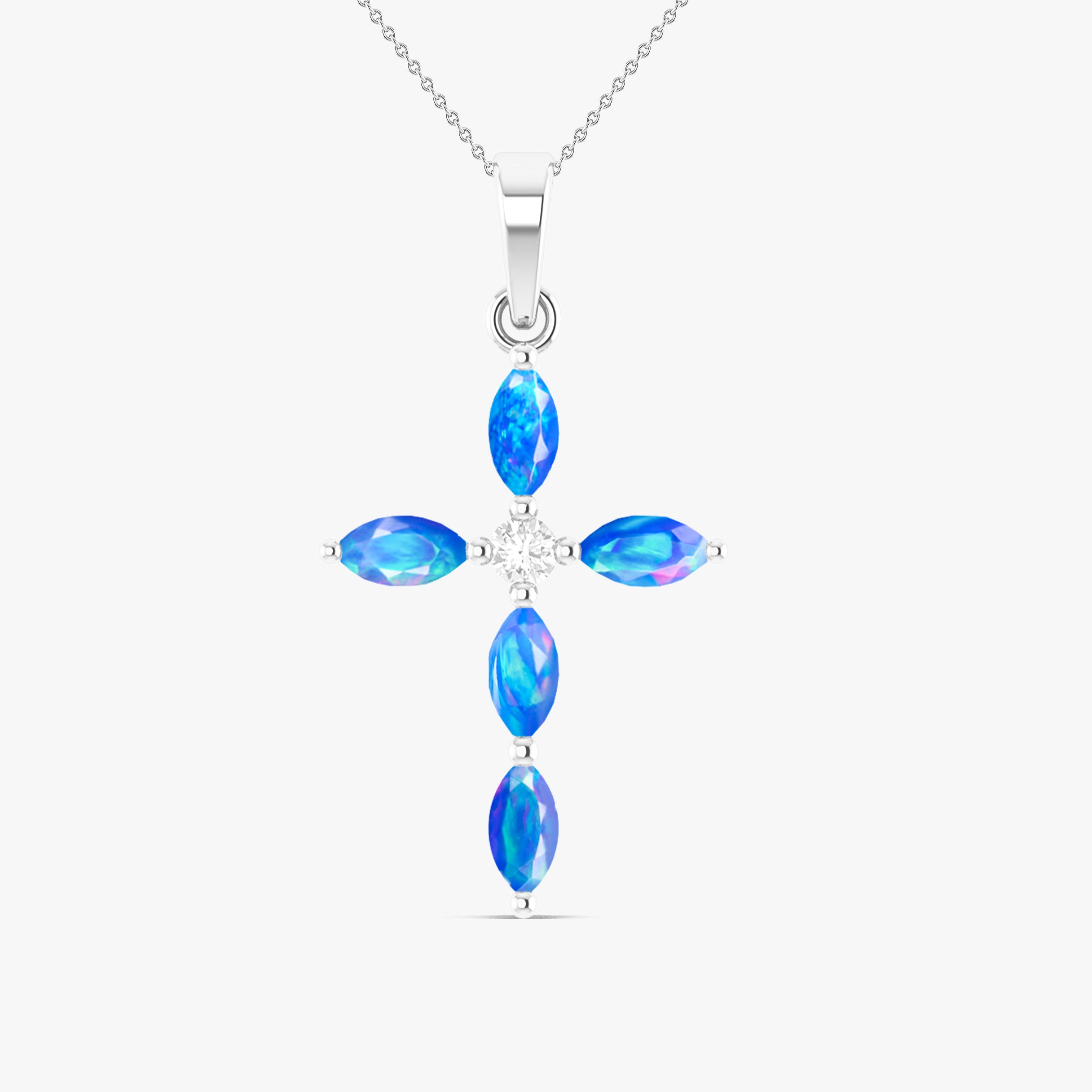 Natural Multi Fire Opal Marquise Shape Gemstone Pendant Necklace | Elegant Jewelry for Women | Perfect for Weddings, Parties & Special Occasions
