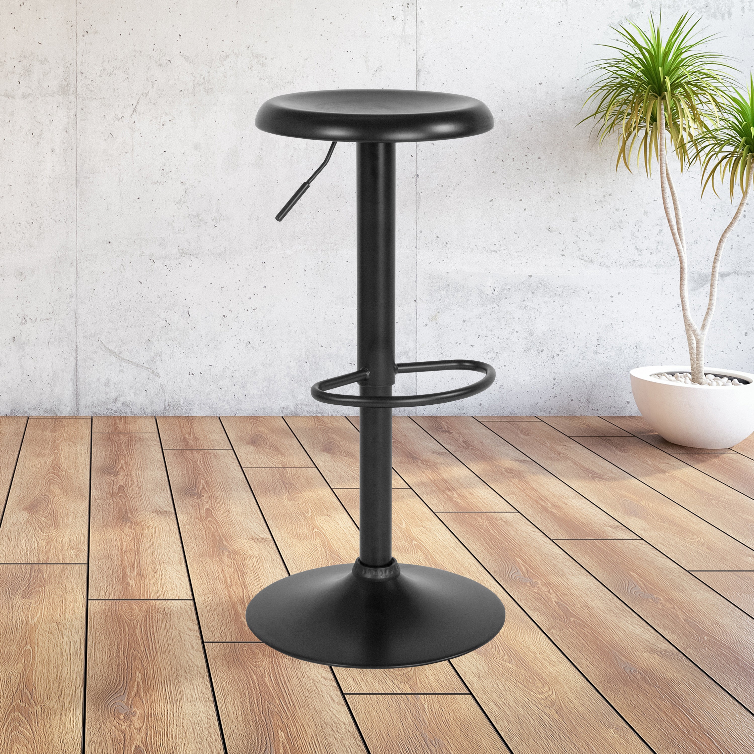 FLASH Madrid Series Adjustable Height Retro Barstool - Black Finish - Perfect for Kitchen Island, Home Bar & Dining Counter Stools